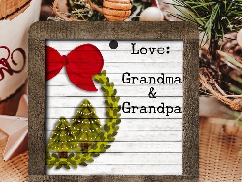 Personalized Watercolor Wreath Christmas Ornament with Names