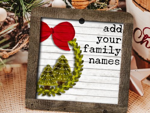 Personalized Watercolor Wreath Christmas Ornament with Names