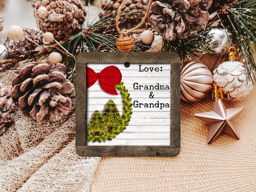Personalized Watercolor Wreath Christmas Ornament with Names