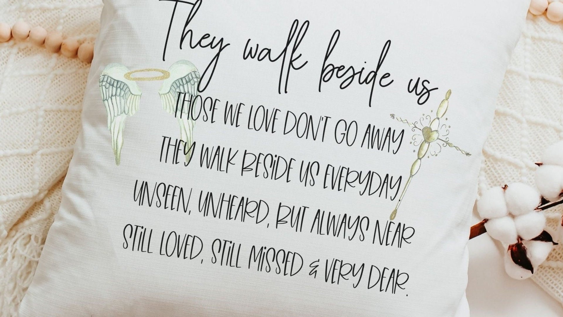 angel wings pillow, memorial pillow, sympathy gift loss of father gift for daughter, bereavement gift loss of mother gift for son, grief