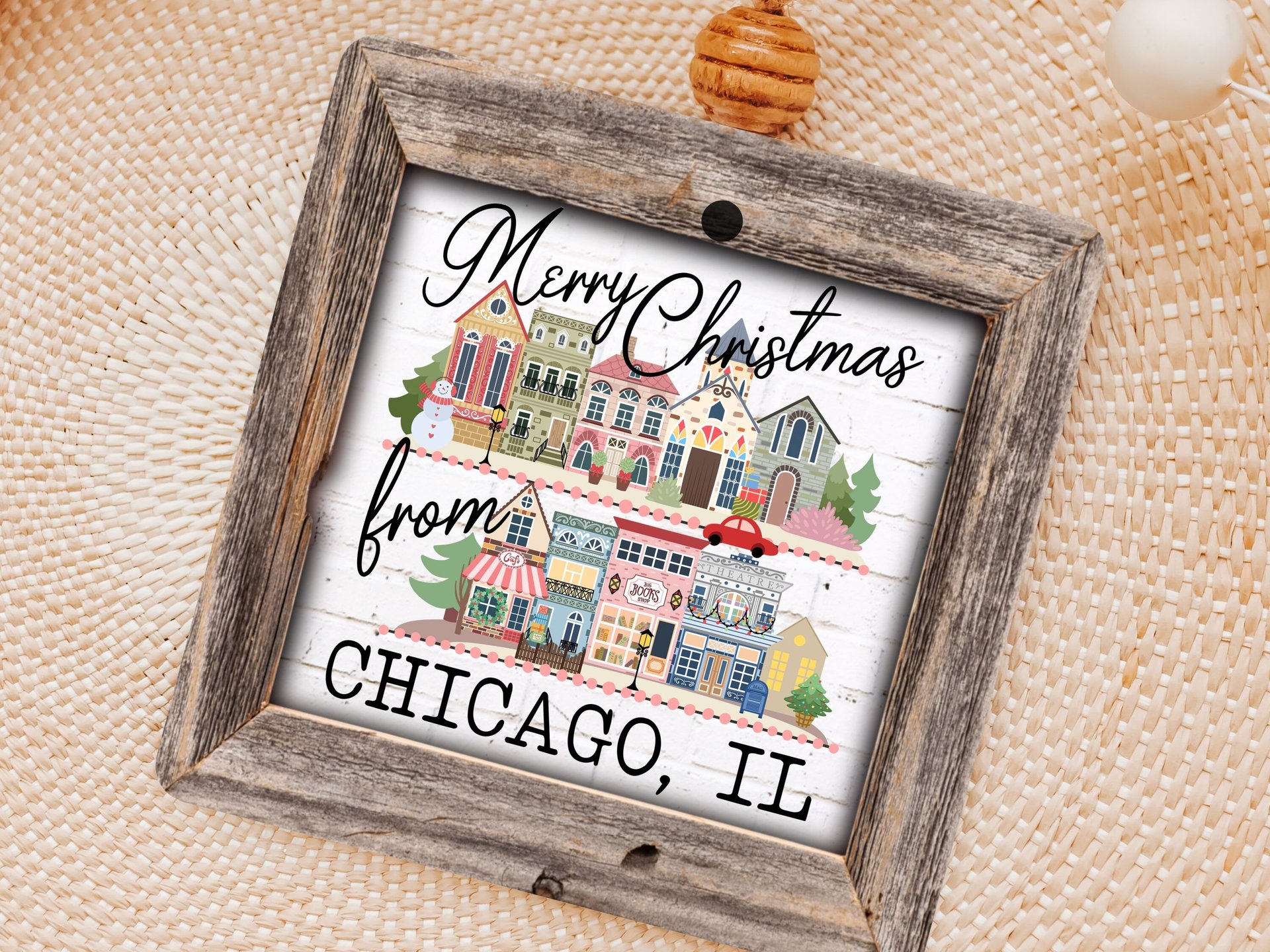 custom city state Christmas ornaments handmade, Merry Christmas from ornament wood, Christmas housewarming gift, real estate closing gifts