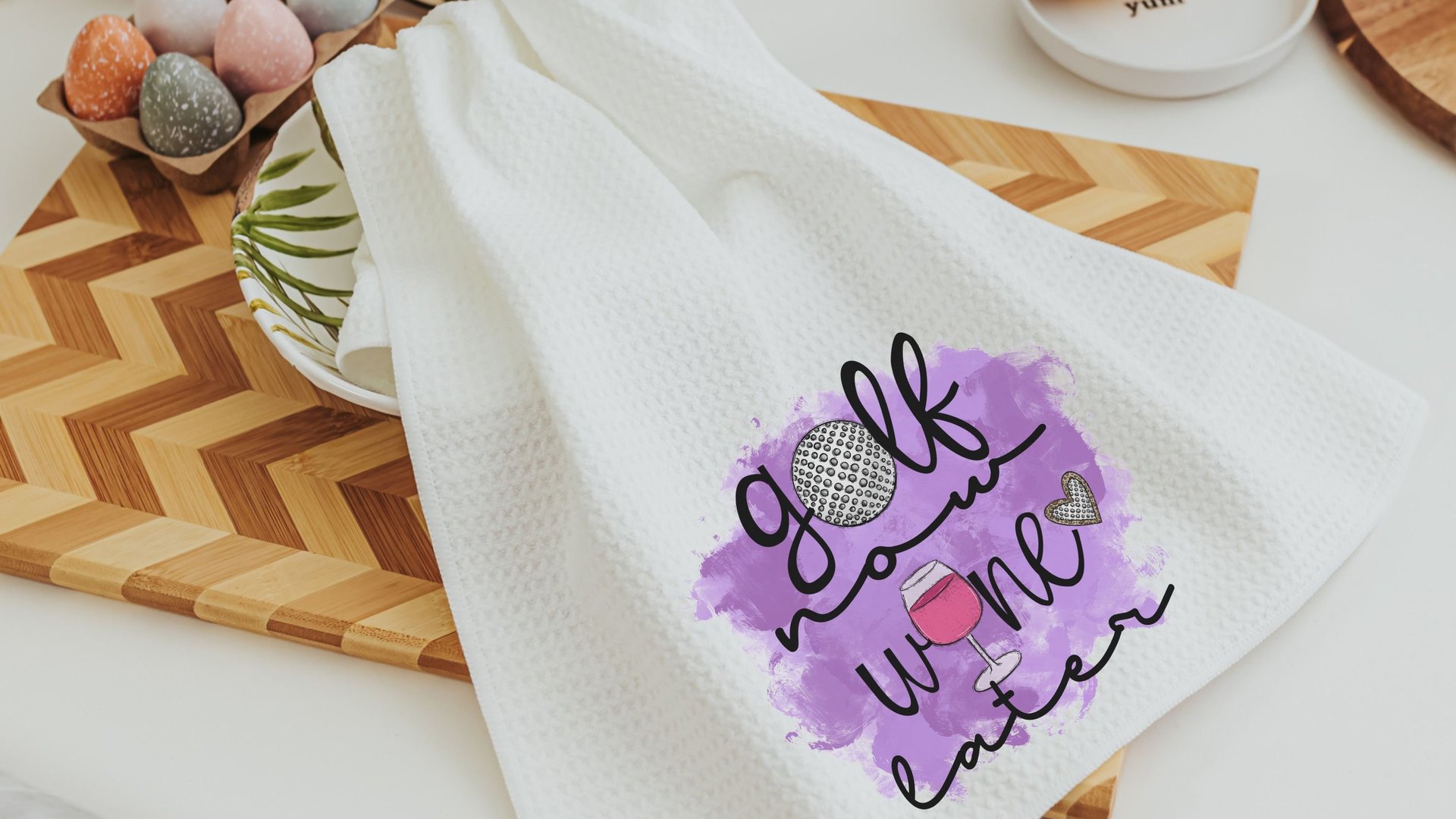 lets par tee funny golf kitchen towels, drive it like you stole it golf hand towels for bathroom, golf now wine later golf gifts for women