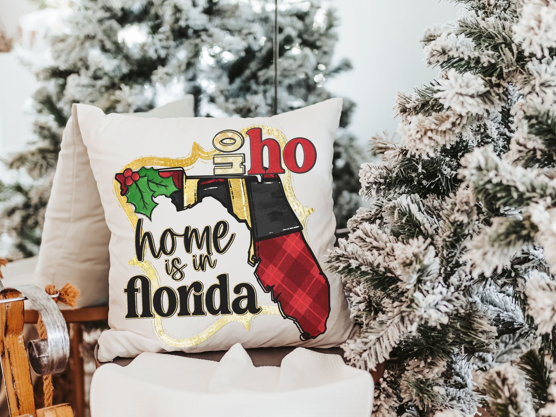 ho ho ho Iowa Christmas throw pillows for sofa, Des Moines Iowa gifts, state Christmas gifts for neighbors, Christmas housewarming gift for