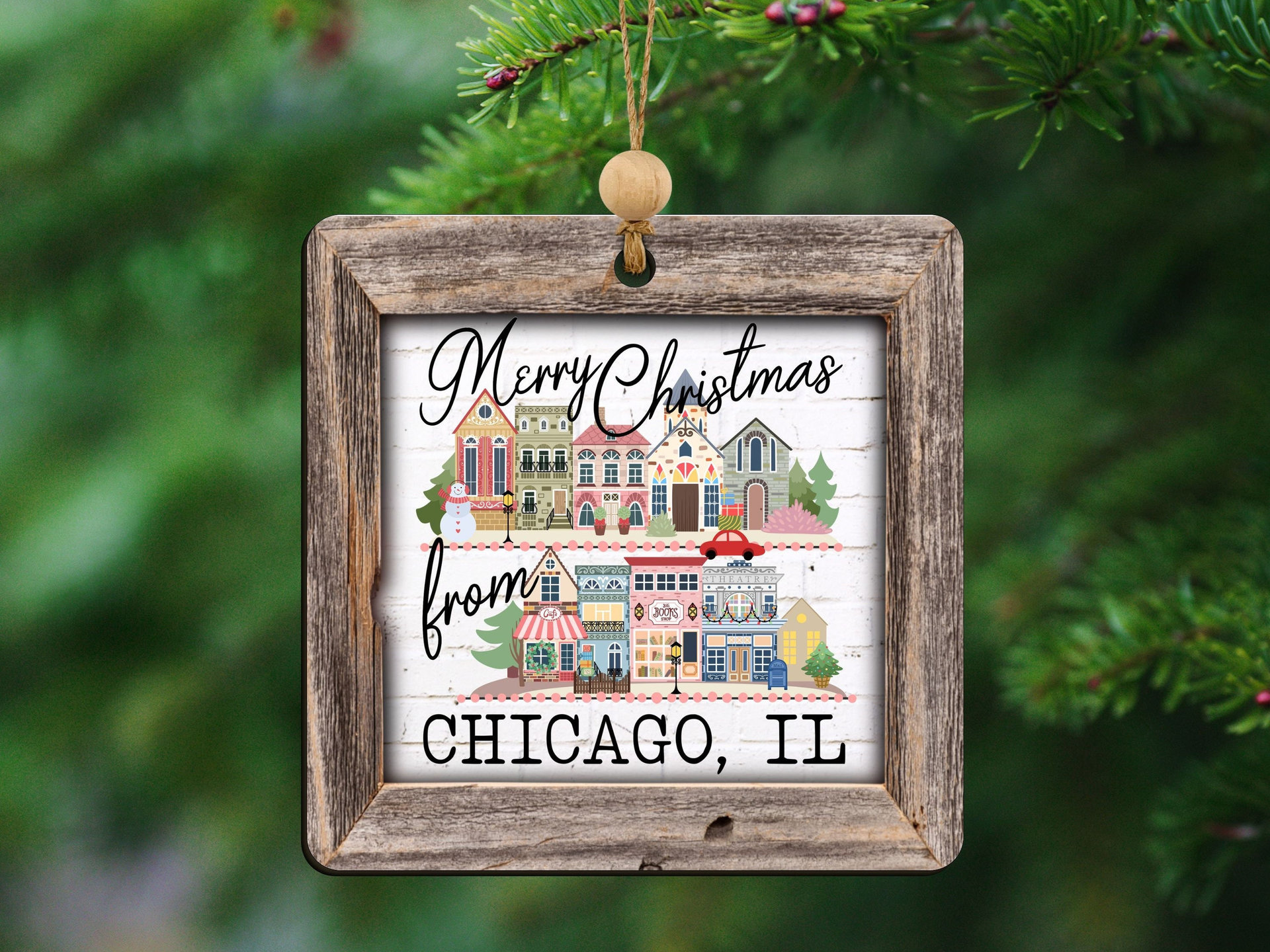 custom city state Christmas ornaments handmade, Merry Christmas from ornament wood, Christmas housewarming gift, real estate closing gifts