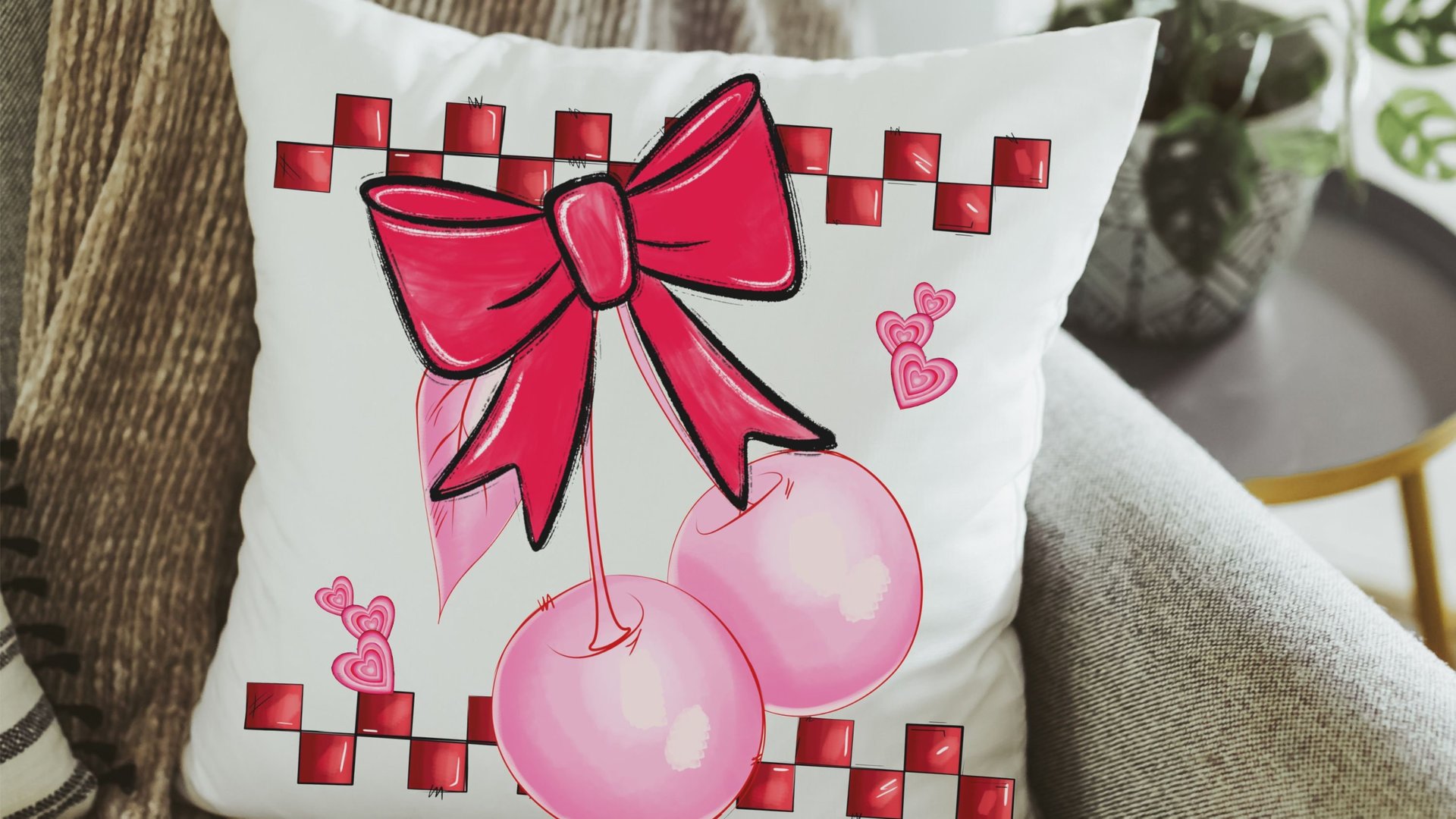 coquette kitchen towels, red bow cherry throw pillow for bed, new apartment gift set for friends, cute gifts for girlfriend, college dorm