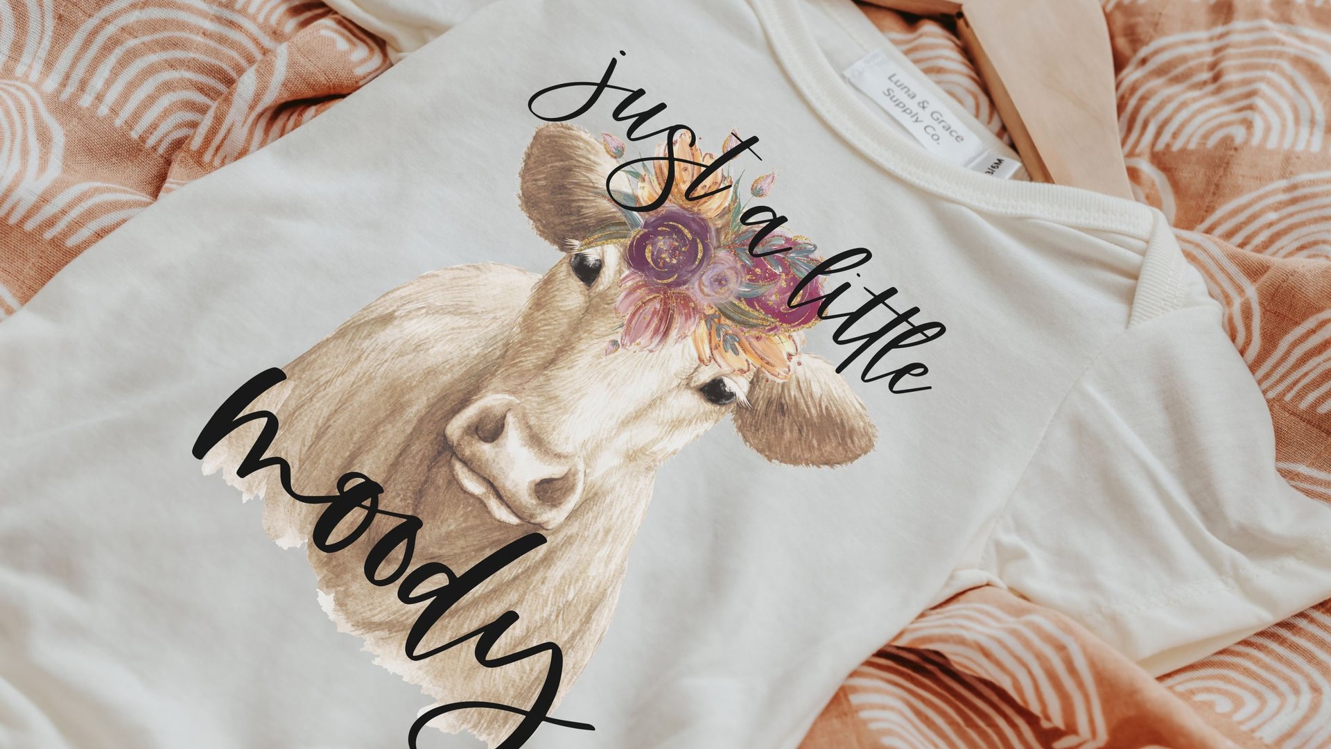 just a little moody floral cow baby clothes girl, cute cow gifts for baby girl coming home outfit, farm baby shower gift girl, funny cow