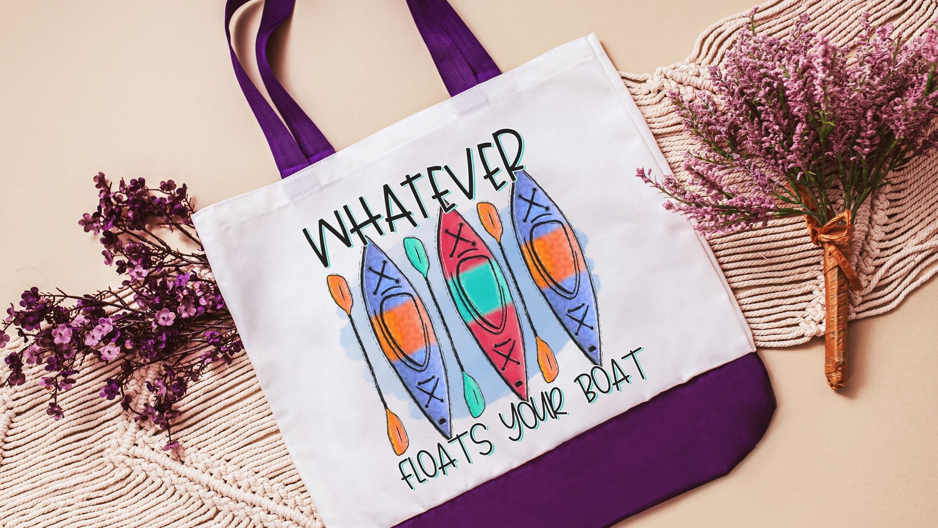 whatever floats your boat beach tote bag for vacation, kayak girl kayak gifts, reusable shopping bag, lake life gifts, lake bachelorette
