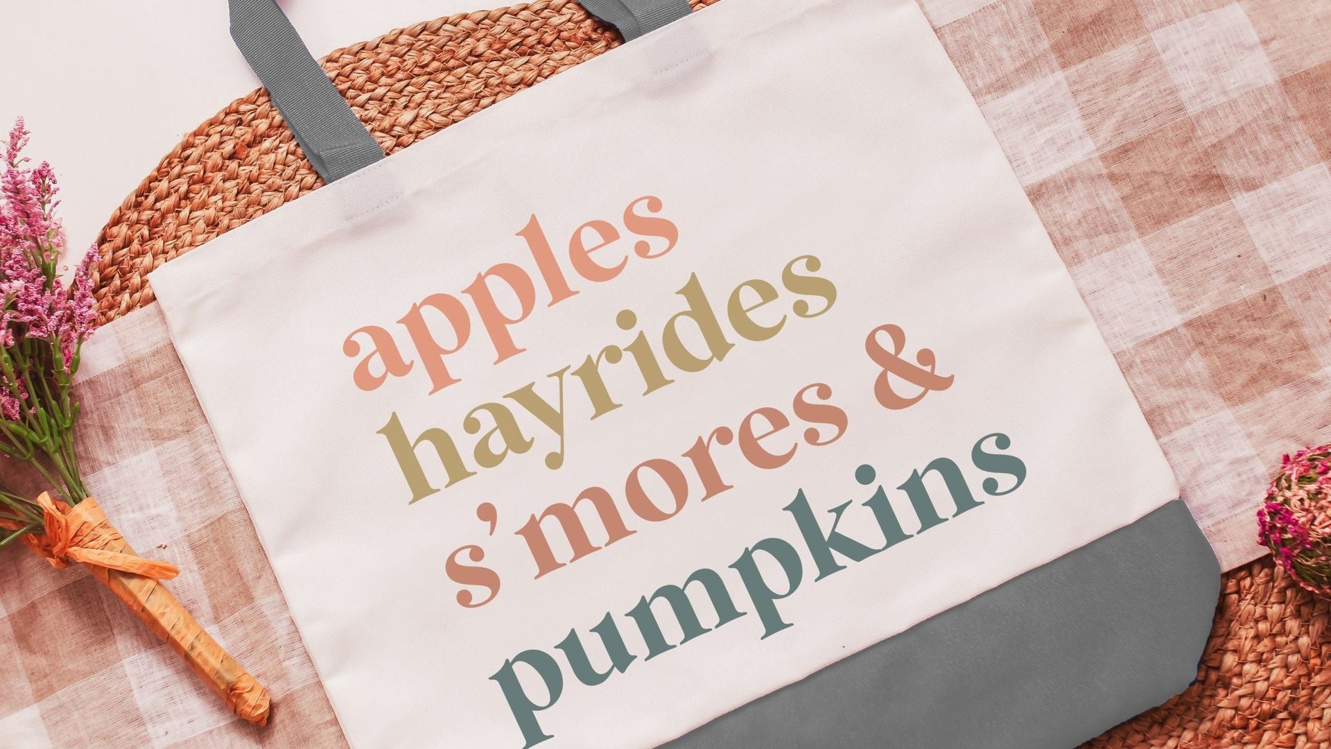 fall things fall vibes tote bag for women, apple picking autumn tote bag for teachers, reusable grocery bag cute gifts for sister, October