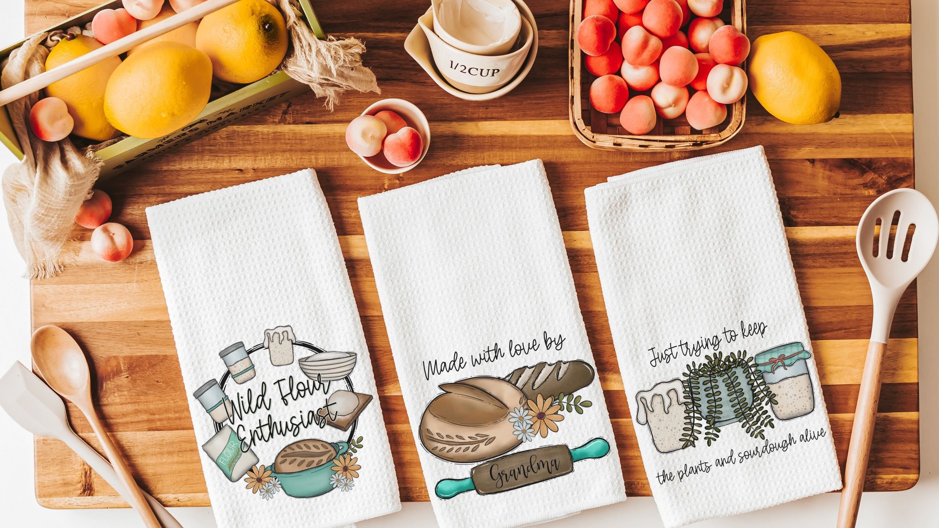 funny sourdough quotes baking kitchen towels for bridal shower, keeps plants alive plant mom gifts, sourdough kitchen decor, bread baker