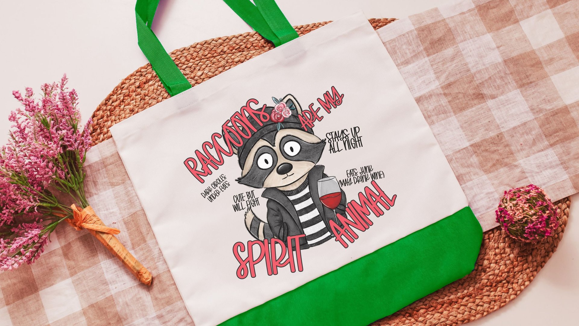 raccoon spirit animal funny tote bag for her, trash panda raccoon gift for women, Galentines day gifts for best friend, sassy tote bag for