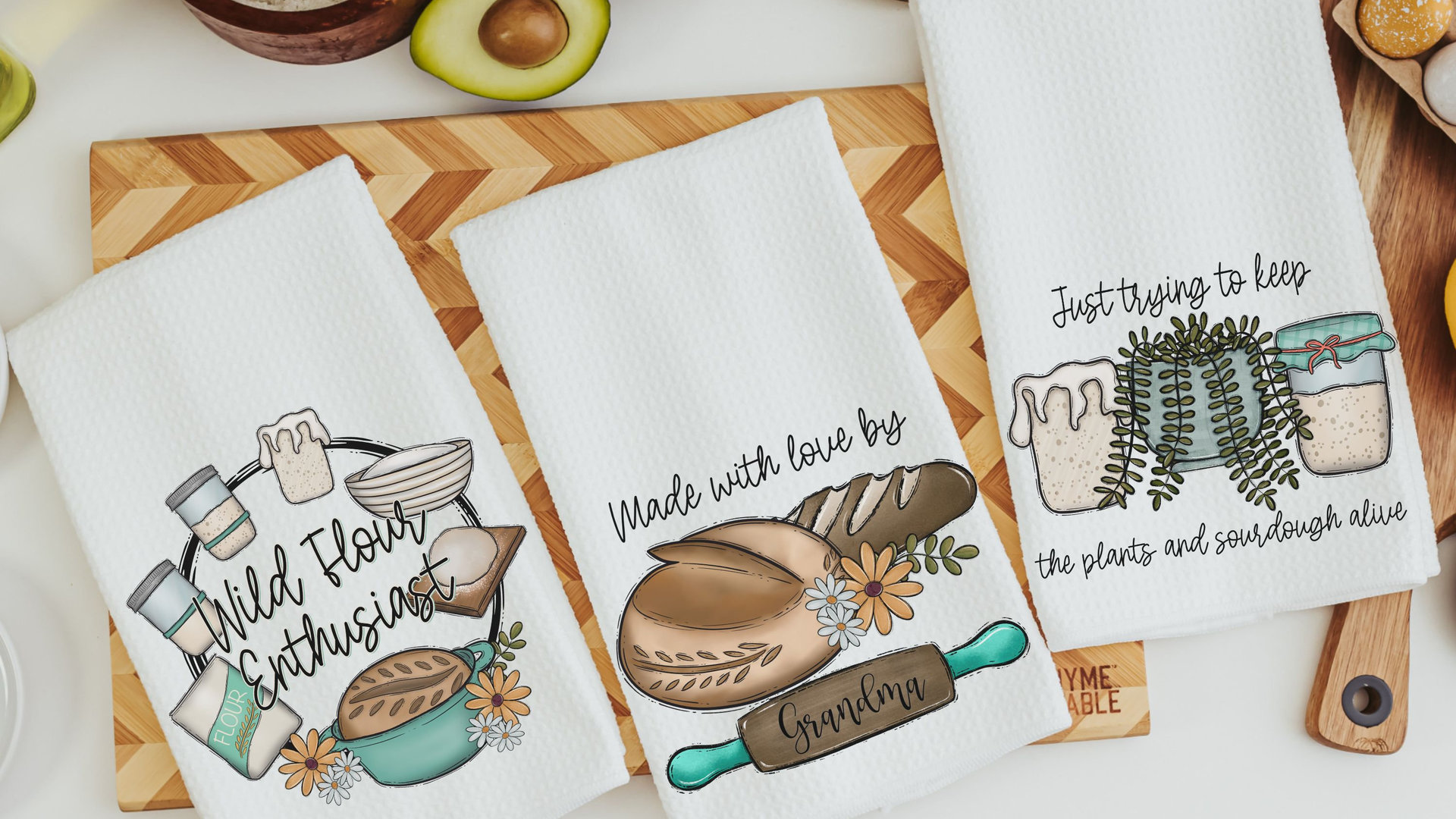 funny sourdough quotes baking kitchen towels for bridal shower, keeps plants alive plant mom gifts, sourdough kitchen decor, bread baker