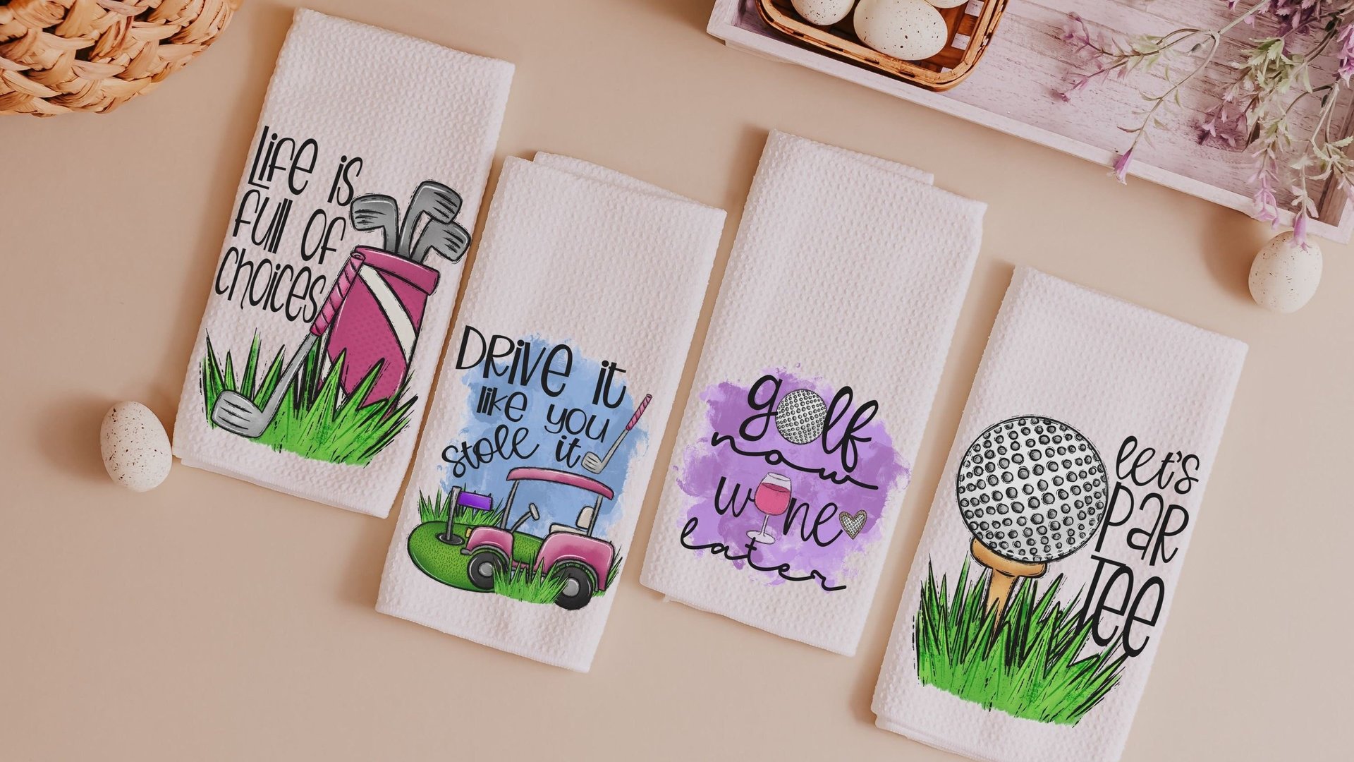 lets par tee golf towel funny golf gifts for women towels, Mothers day gifts for golfer, drive it like you stole it golf cart accessories
