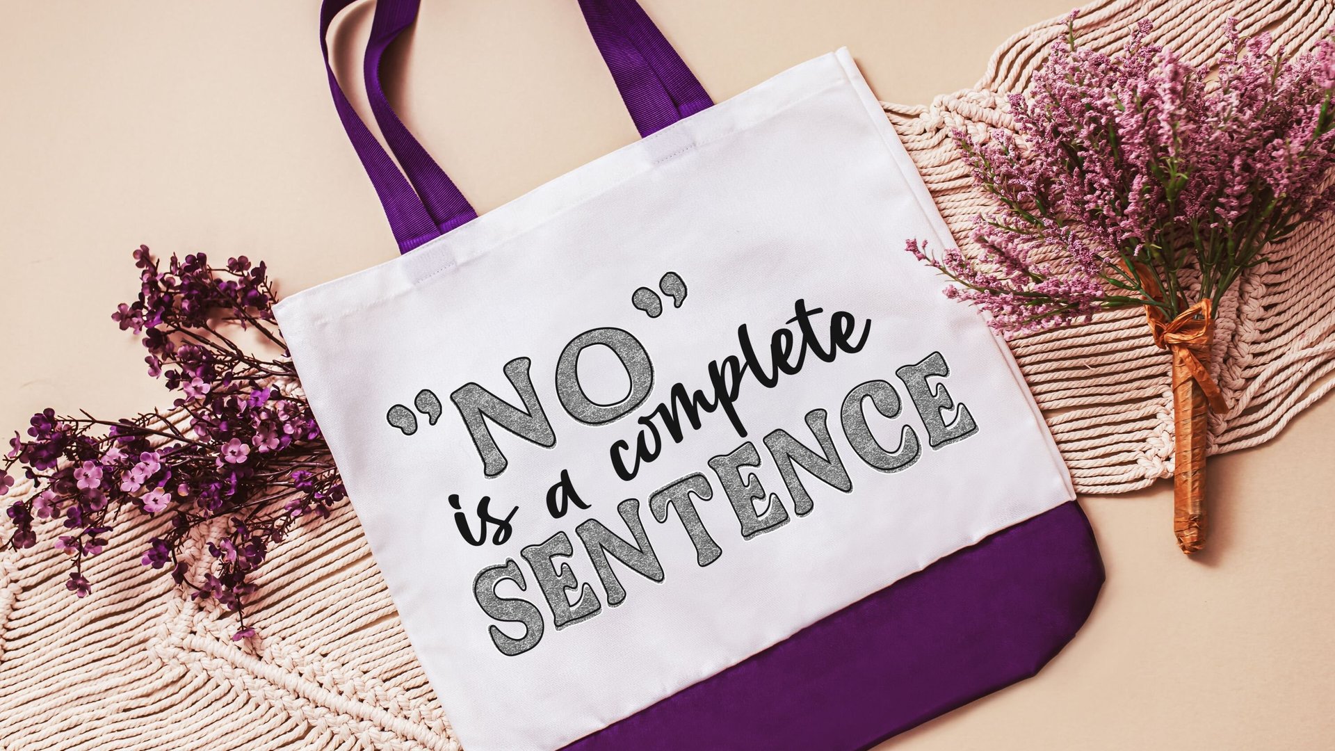 no is a complete sentence feminist tote bag for books, strong women gifts, reusable shopping bag, female empowerment gifts, best friend