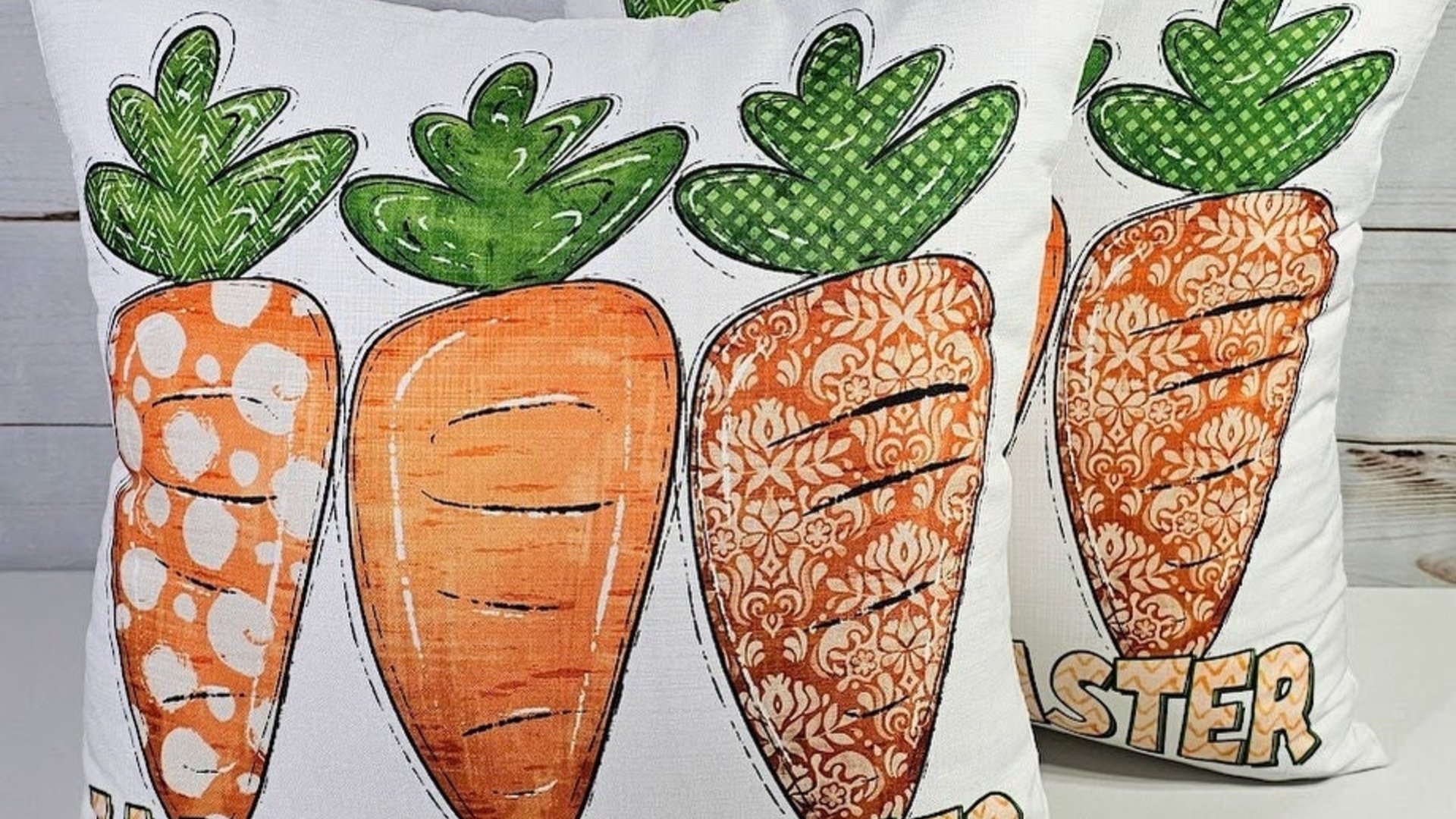 Happy Easter throw pillows for couch farmhouse Easter decor, cute carrot pillow covers 18 x 18, Easter gifts for adults, Easter hostess gift