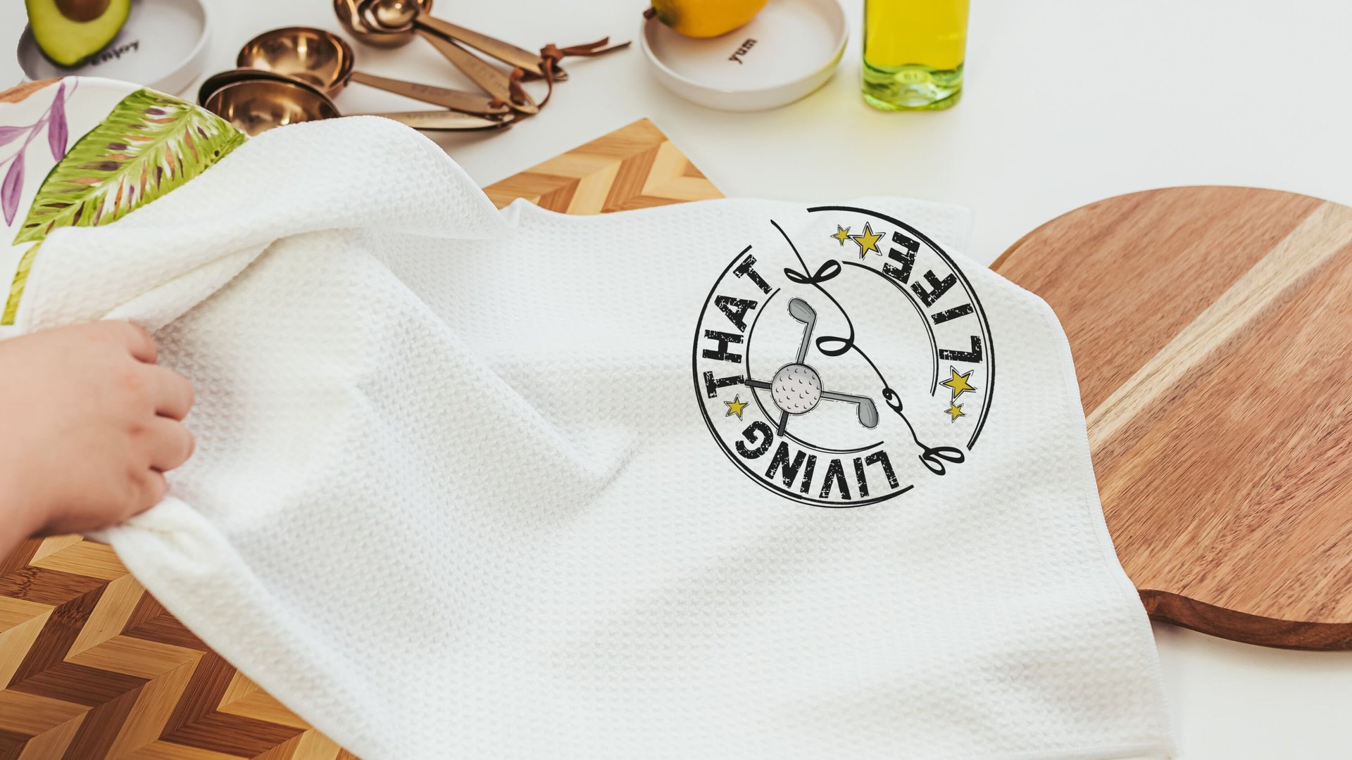 living that sports mom life golf kitchen towels fun golf towels for women, golf gifts for her, lady golfer gifts, golf hand towel, Mothers