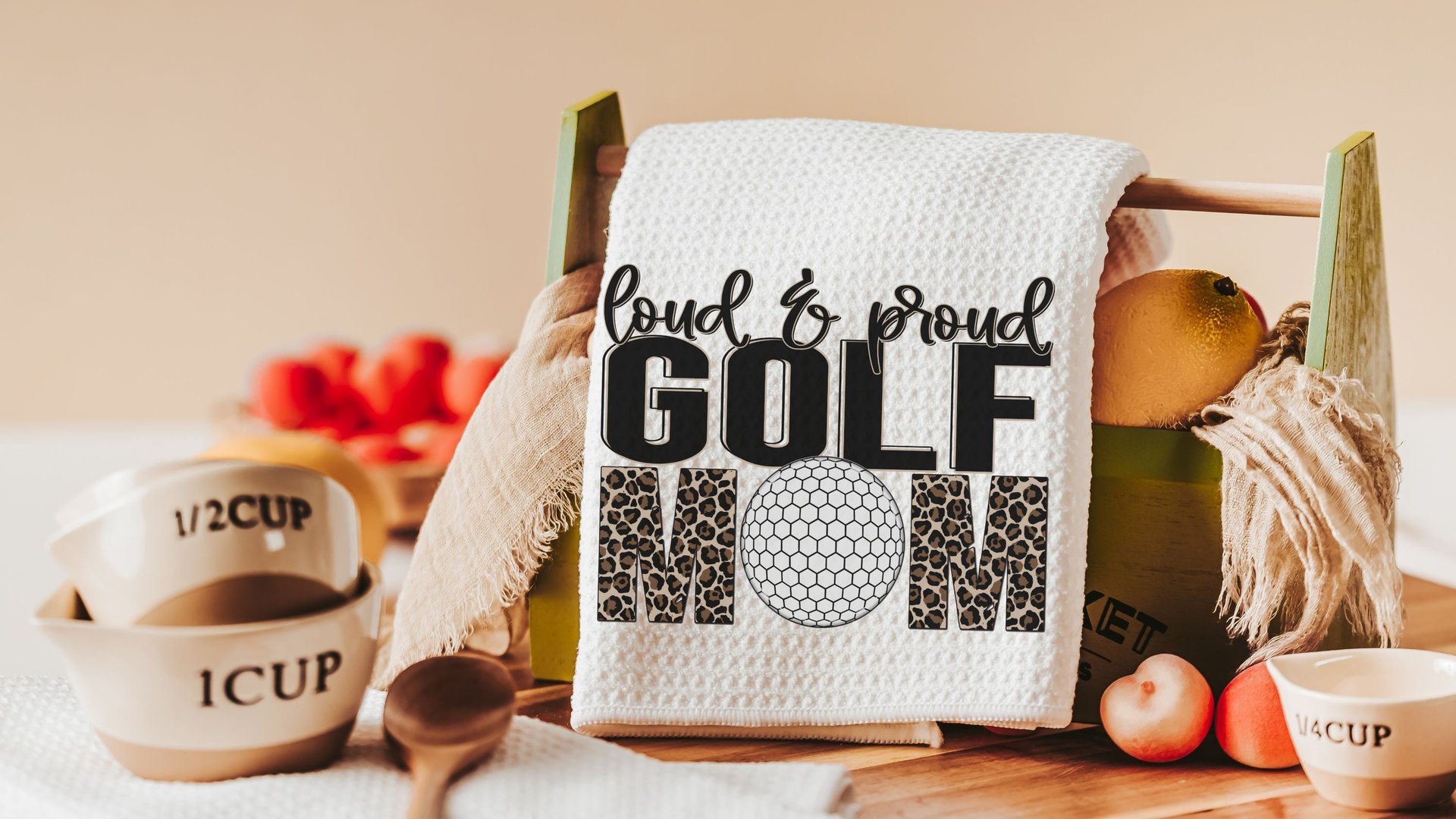 loud and proud golf kitchen towels, golf mom gift, leopard print golf towels for women, step mom Mothers day gift from son, golf hand towel