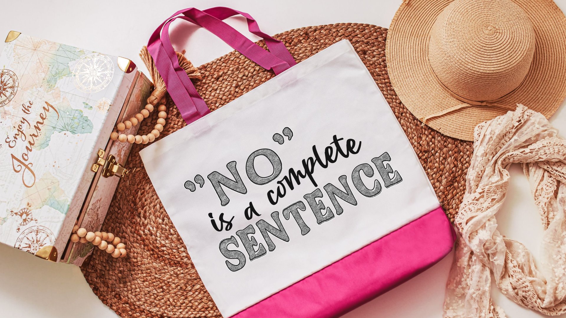 no is a complete sentence feminist tote bag for books, strong women gifts, reusable shopping bag, female empowerment gifts, best friend