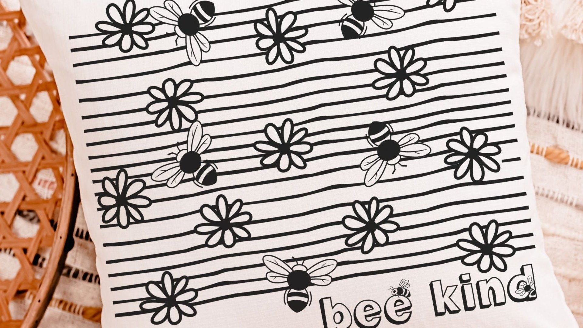 bee kind inspirational throw pillow for kids reading nook pillow for classroom, honey bee baby shower gifts, bumble bee nursery decor, cute