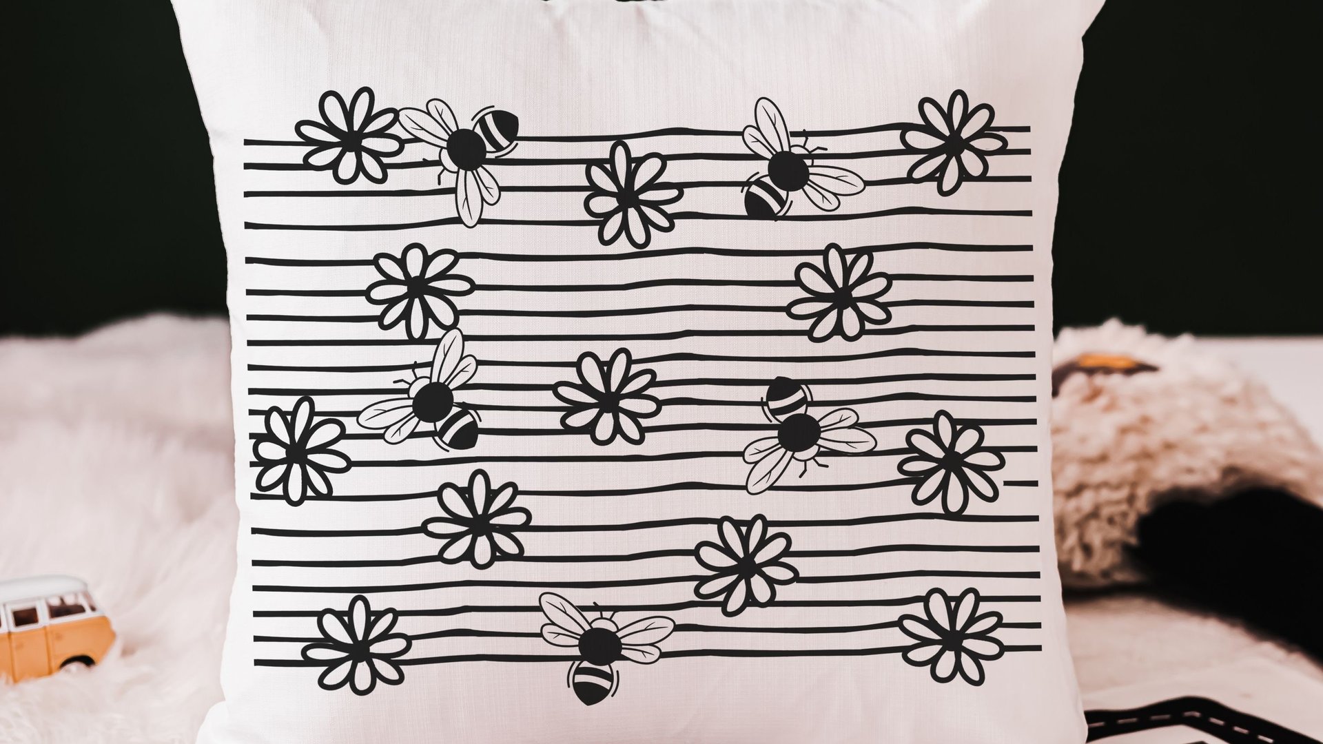 black and white bee throw pillows for kids reading nook pillow, honey bee baby shower gifts, bumble bee nursery decor, cute bee gifts for