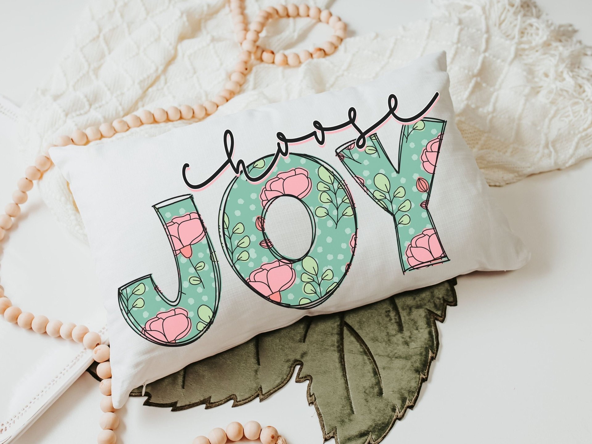 choose joy pillow cover 12x20, lumbar pillow for bed, Christian birthday gifts for women, floral throw pillow cover 12 x 20, godmother gift