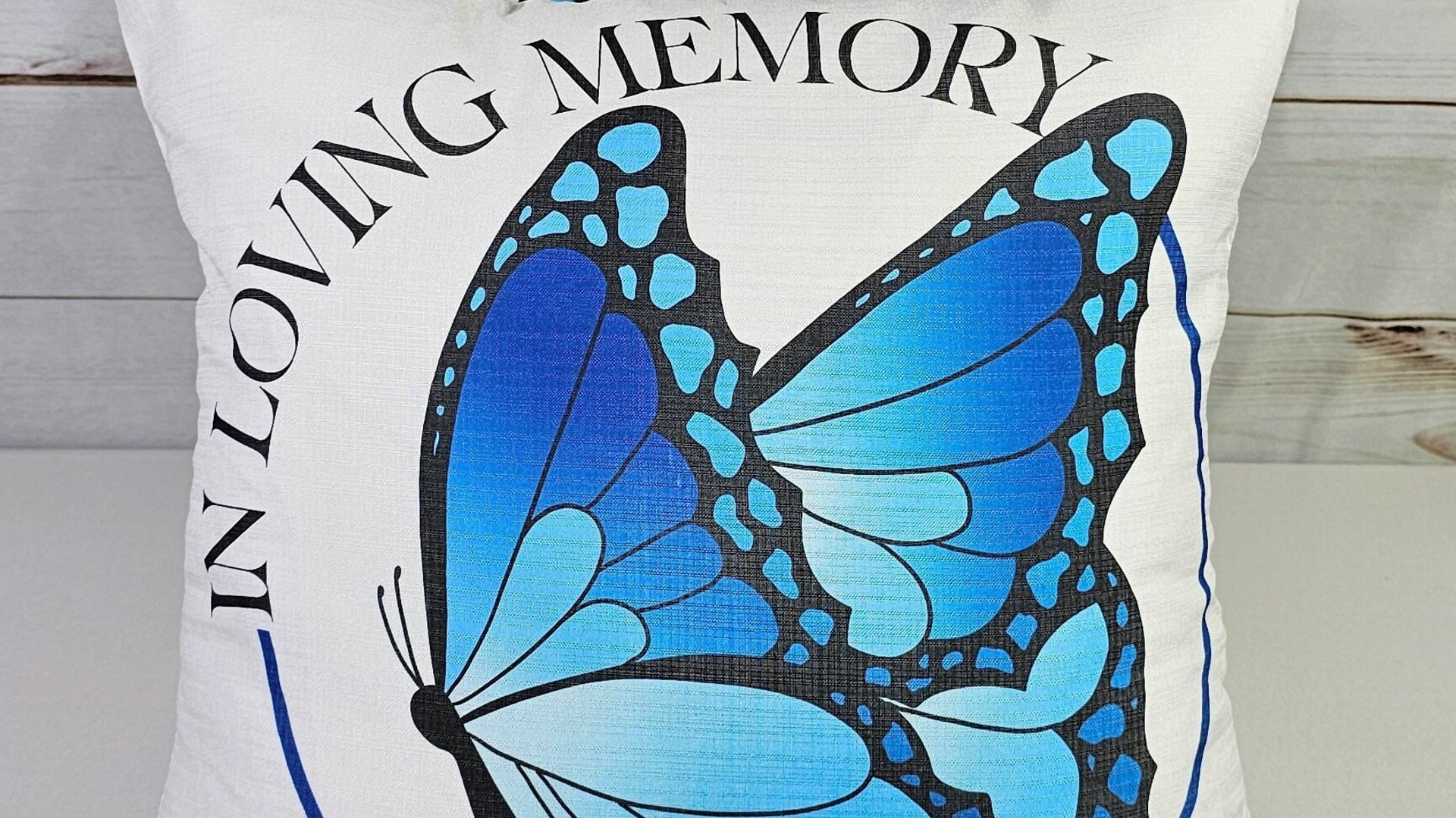 In Loving Memory Blue Butterfly Pillow