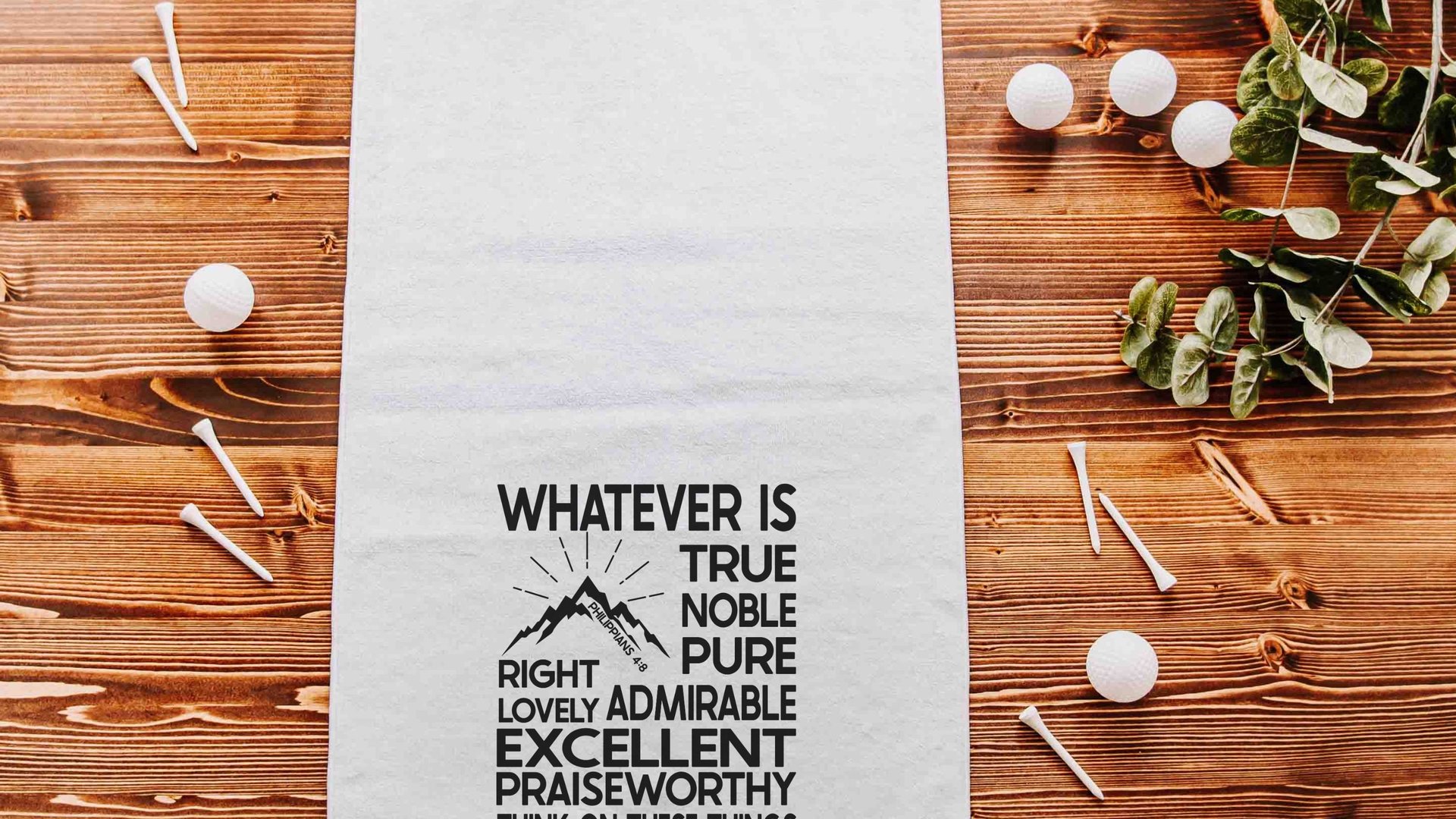 Christian golf towel for golf bags, whatever is true scripture gifts for men, Philippians 4:8 Bible verse golf gifts for son in law, ball