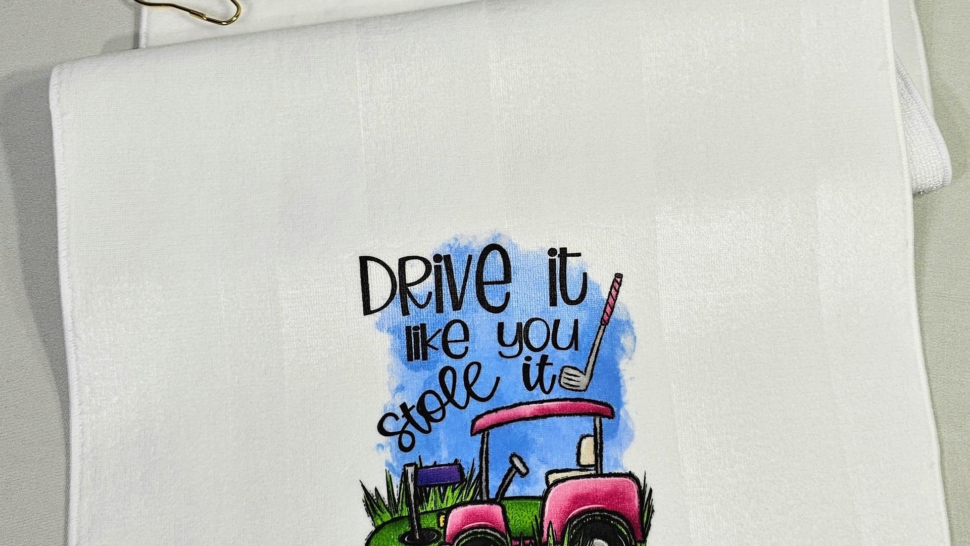 drive it like you stole it golf towels with grommet, funny golf bag accessories, golf mom Mothers day gifts for golfers,  lady golfer gifts
