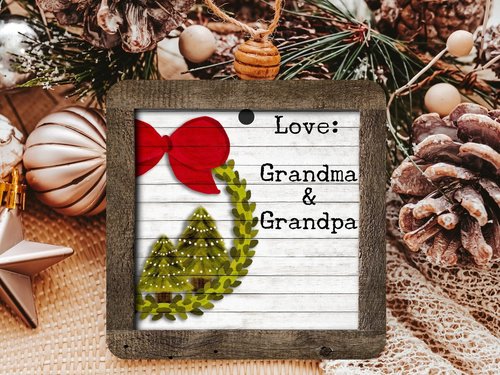 Personalized Watercolor Wreath Christmas Ornament with Names