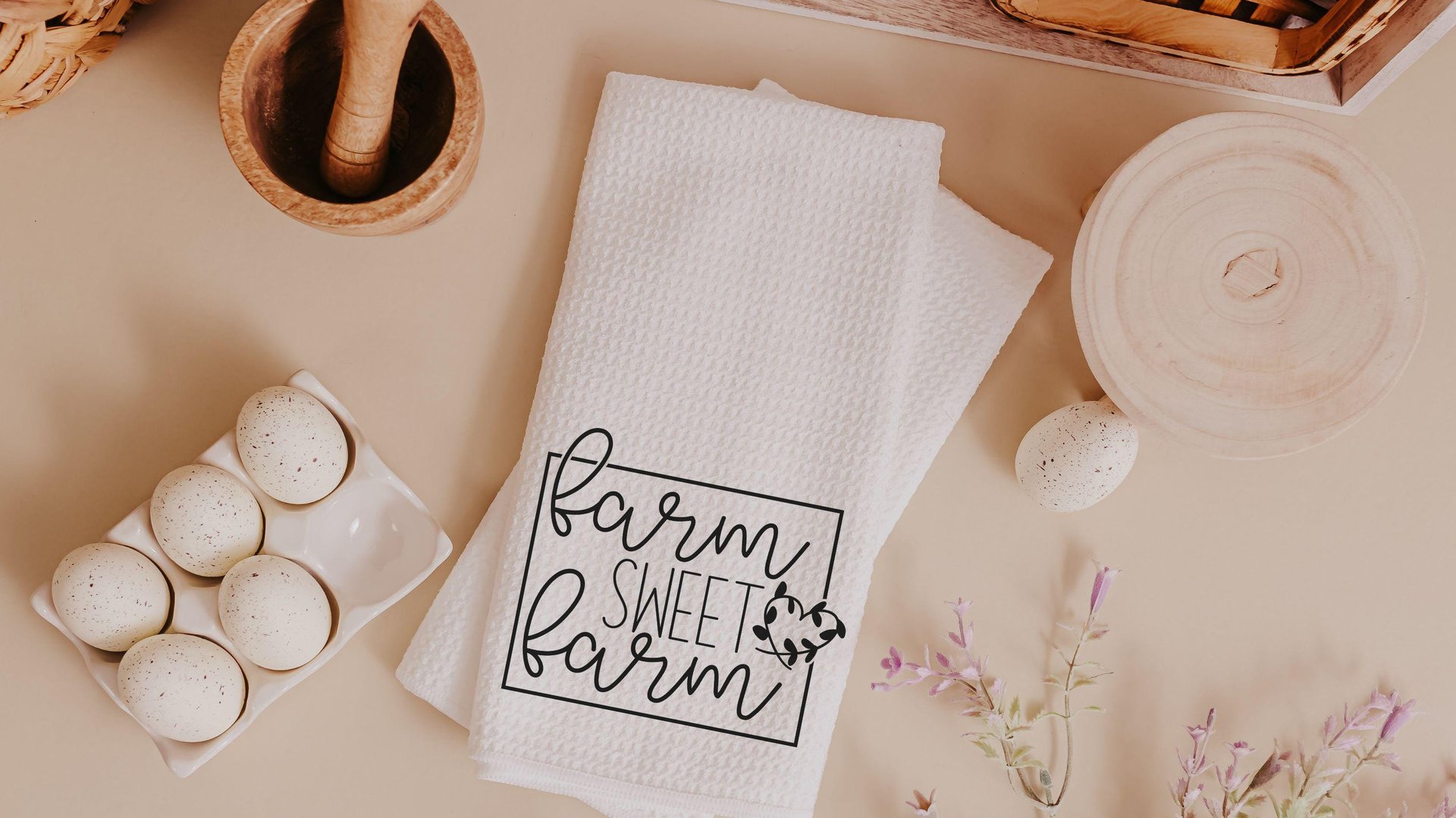 farm sweet farm kitchen towels, farmhouse ish funny kitchen decor, urban farmgirl trad mom gifts for Mothers day gifts for gardeners, fresh