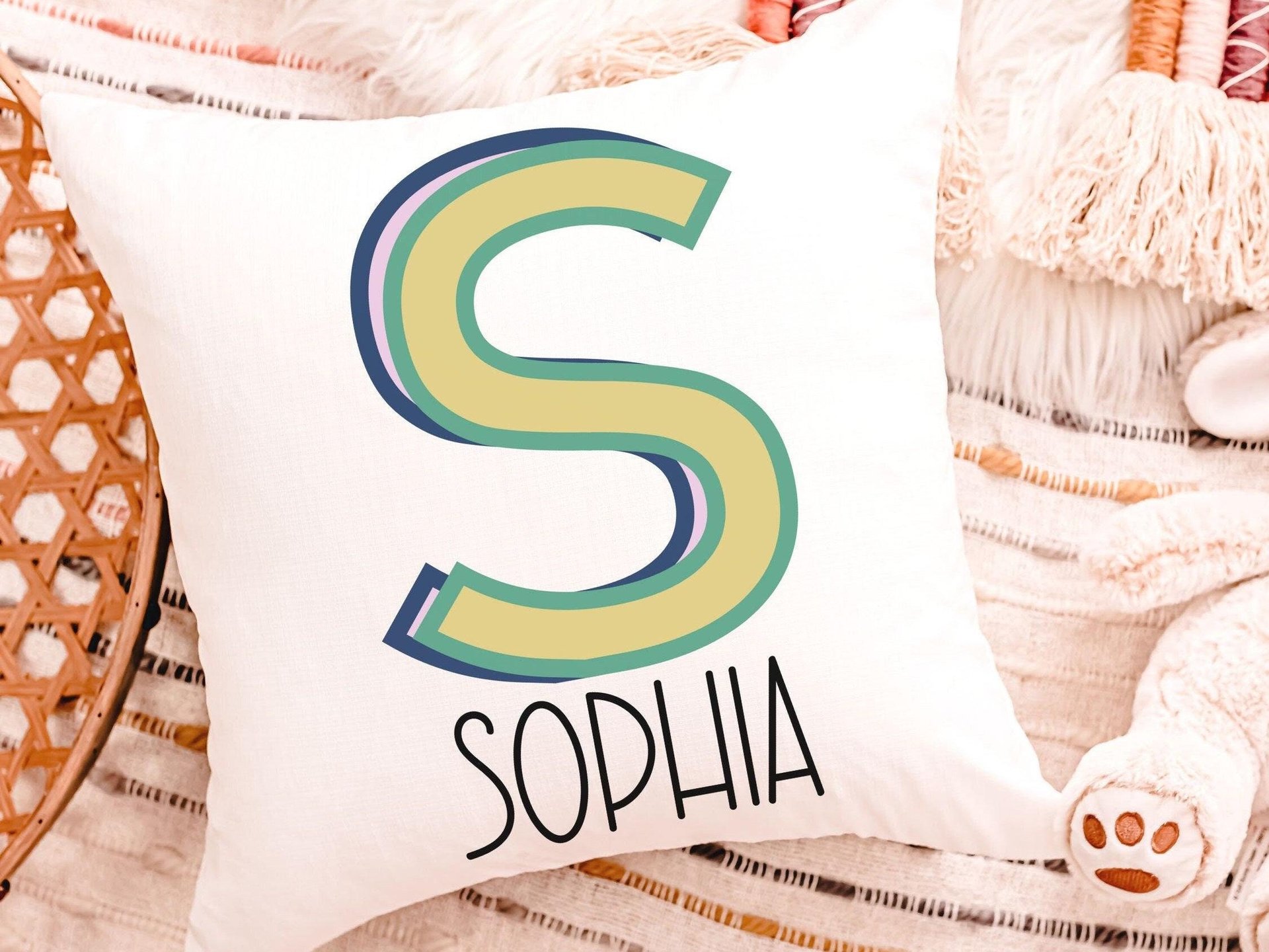 personalized throw pillow for kids, custom name pillow for bed, college dorm decor for girls, tween girl room decor, teenage girl gifts