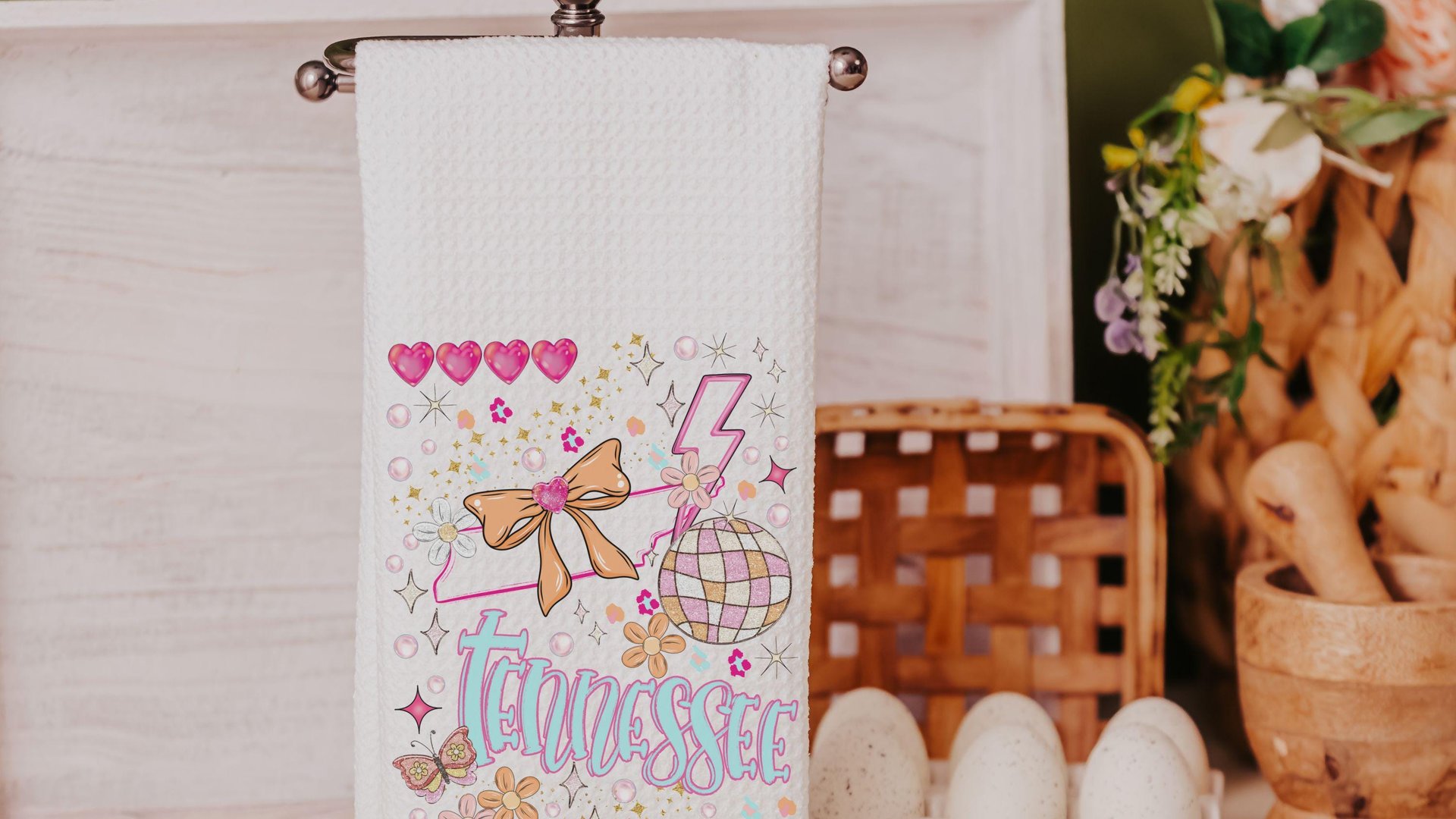 Tennessee throw pillows for couch, Tennessee coquette room decor pillow covers 18 x 18, Tennessee state kitchen towels, new home gift set