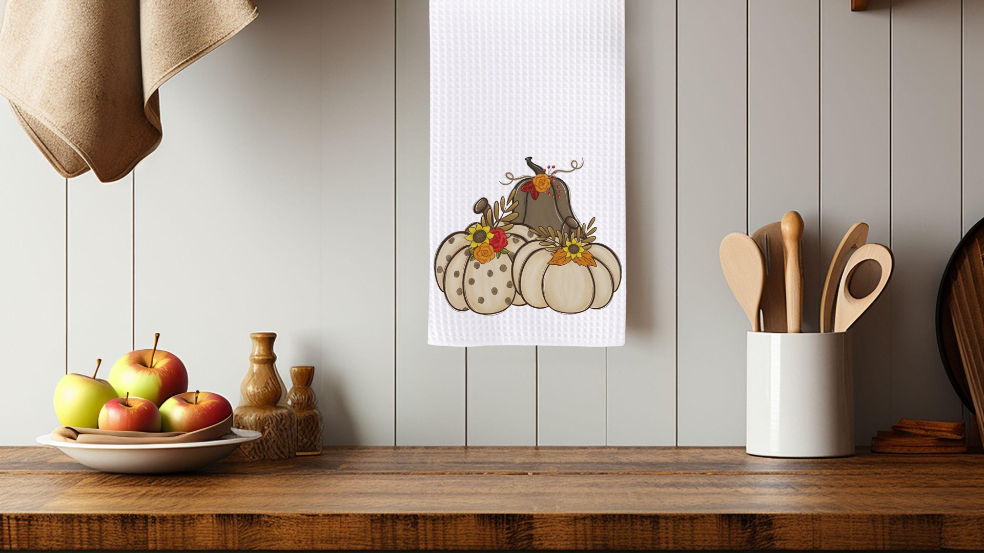 cream pumpkin kitchen towels fall kitchen decor, Thanksgiving hostess gifts for women, sunflower pumpkin hand towels for bathroom, brown