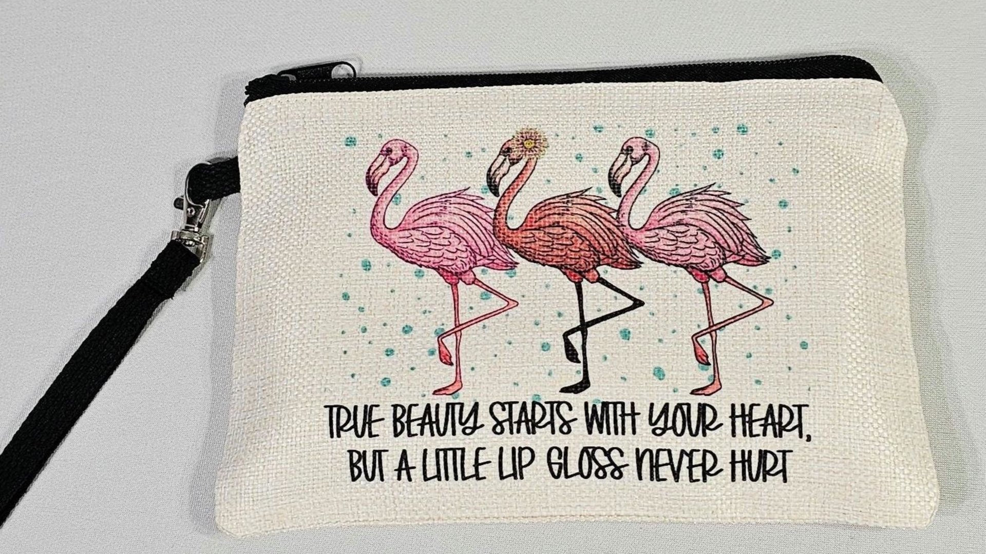 cute flamingo makeup bag for teens, funny flamingo gifts for women, best gifts for daughter, cosmetic bag for purse, pre teenage girl gifts