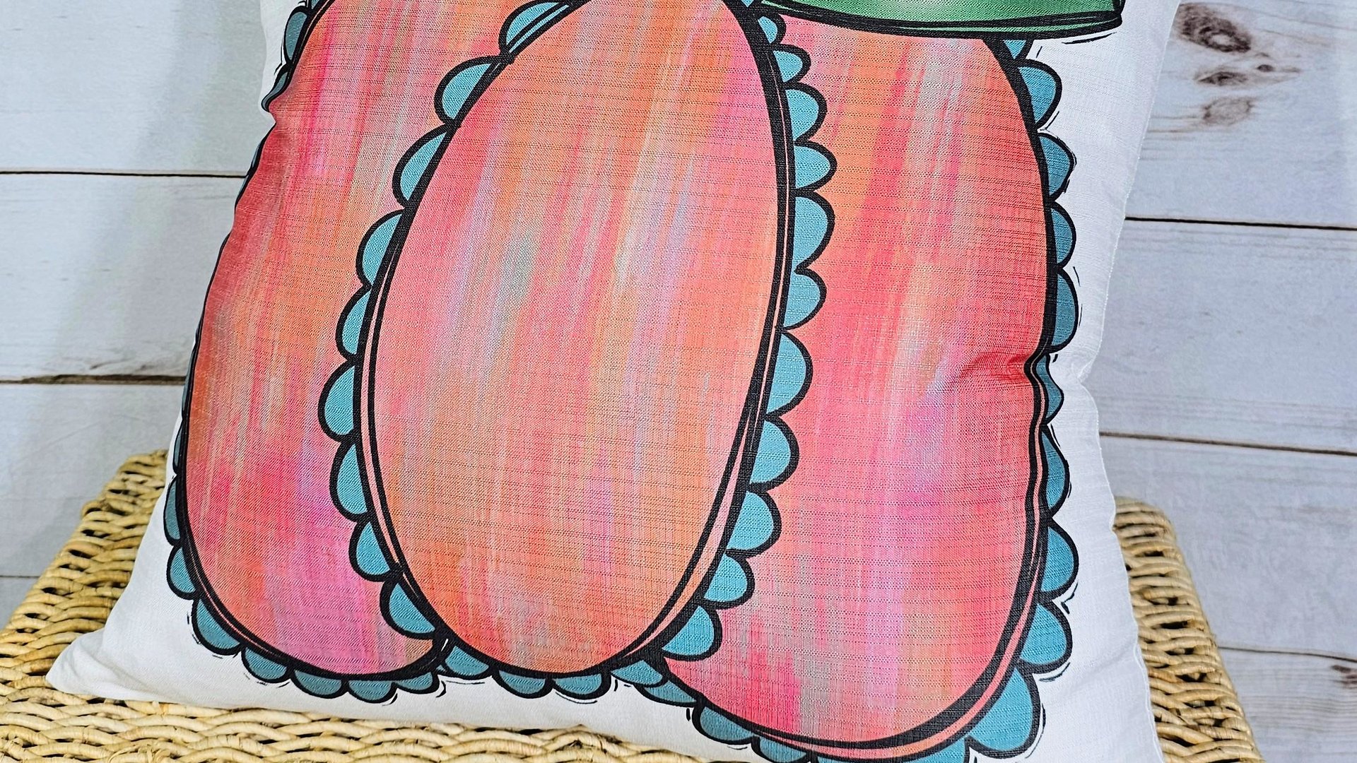 watercolor pumpkin throw pillows for couch trendy fall decor for home, autumn kitchen towels, Thanksgiving hostess gift for women, farmhouse