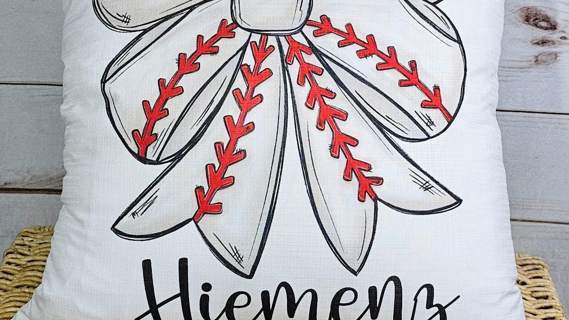 personalized girly baseball throw pillow cover 18x18, baseball coquette kitchen towels with name, cute baseball mom gifts, rally towel, best