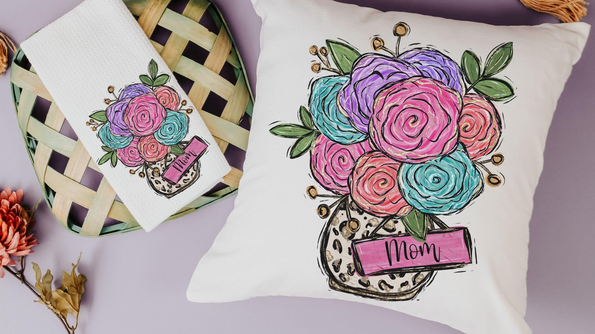 custom floral throw pillow for bedroom, personalized Mothers day gift for best friend, Mothering Sunday gifts, leopard print name pillow for
