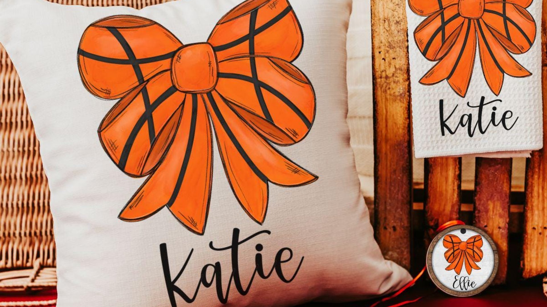 personalized basketball coquette Christmas ornament with name, girly basketball car charms rear view mirror accessories cute basketball gift