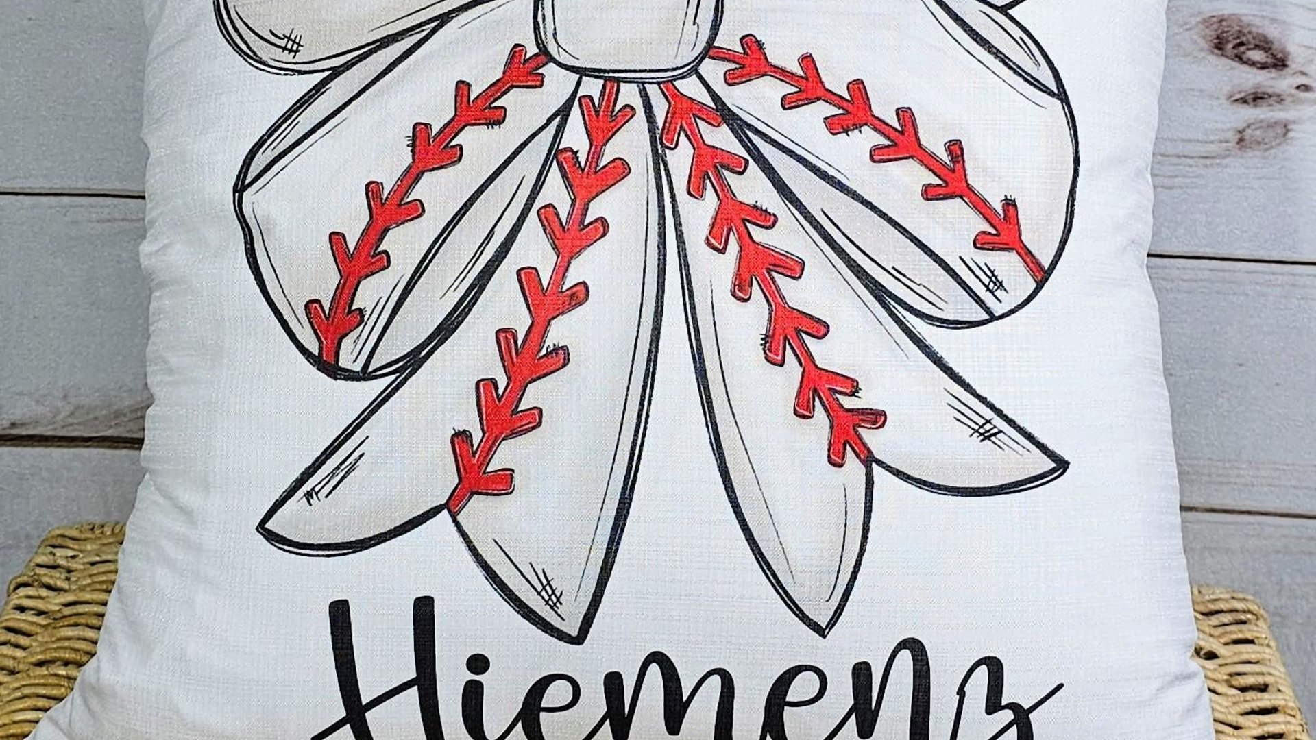 personalized baseball coquette bow throw pillows with name, baseball mom gifts, baseball girl baseball bow ornament wood, baseball rally