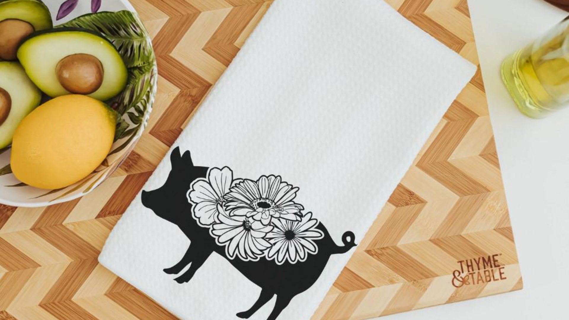 floral cow kitchen towels for Spring, black and white farmhouse kitchen decor, cute cow gifts for cow lovers, flower kitchen hand towels for