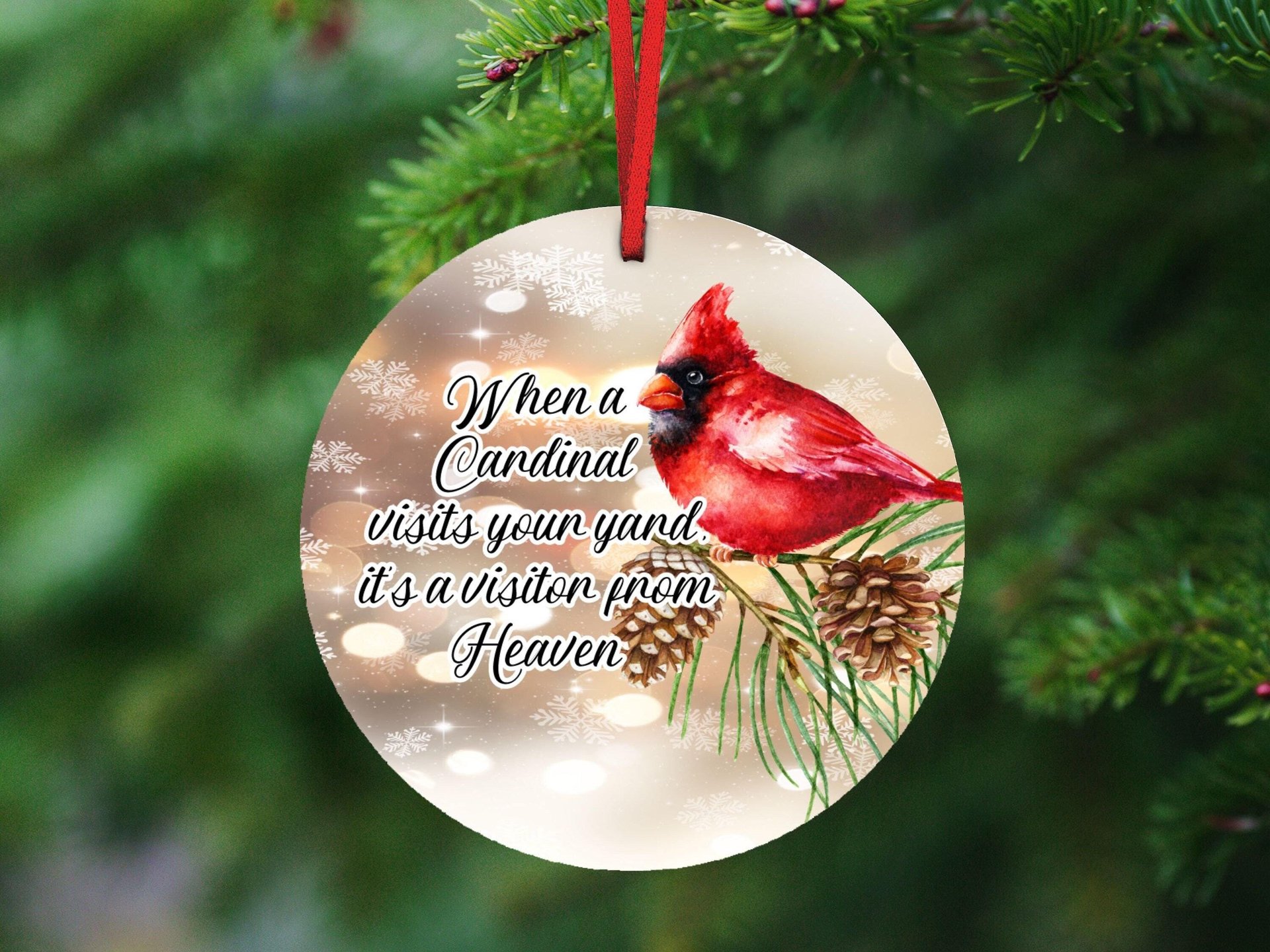 personalized when a cardinal appears memorial ornament for loss of mother, in loving memory bereavement gifts for grandpa, grief gift for