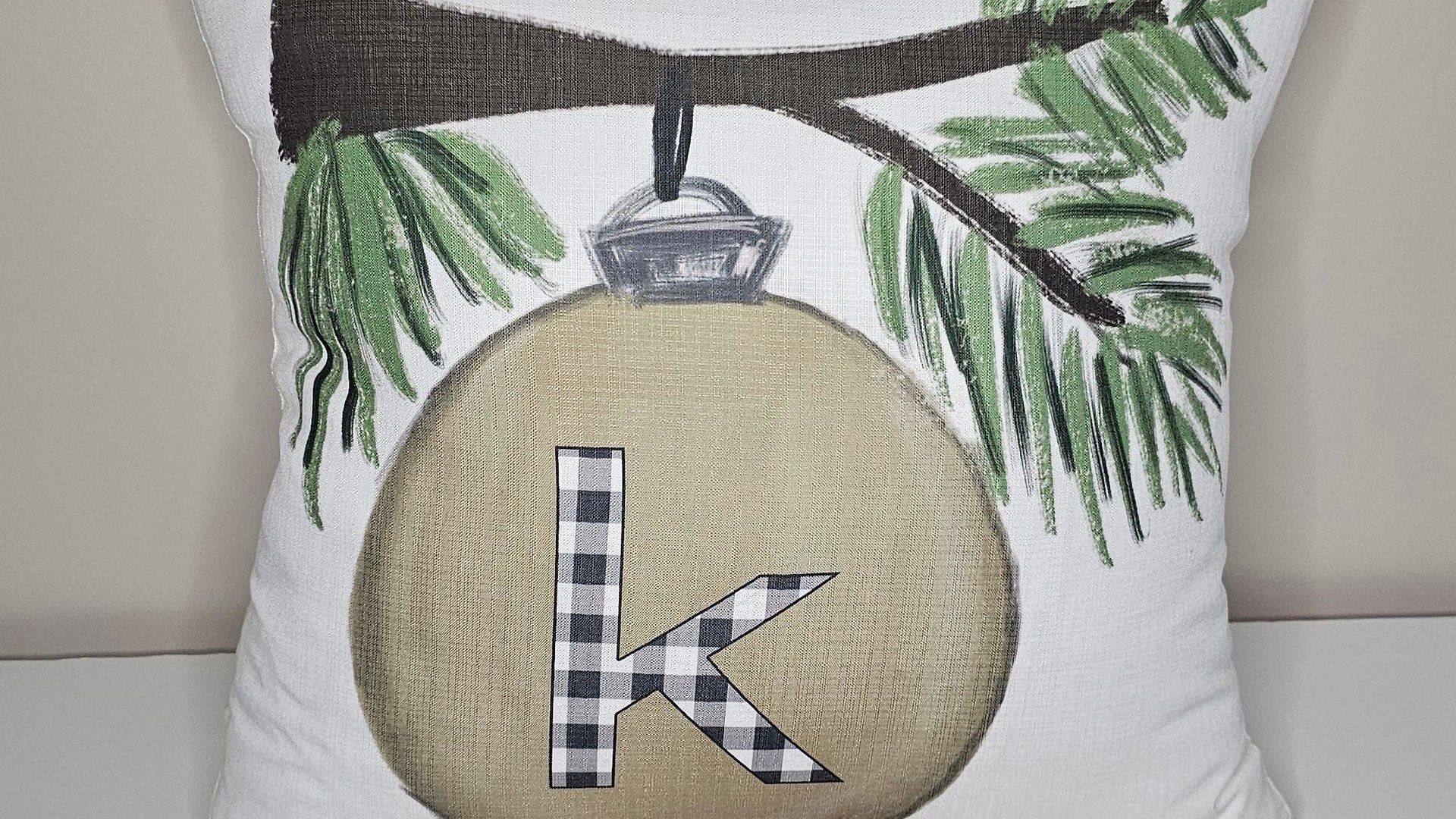 personalized initial hand towel for bathroom, custom farmhouse Christmas kitchen towels for couple, sage green Christmas kitchen decor, best