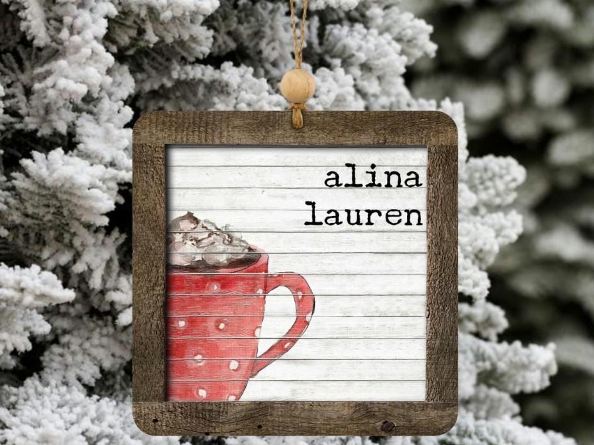 personalized hot chocolate ornament 2025, hot cocoa stocking tags for kids, cute Christmas ornament family name ornament wood, sentimental