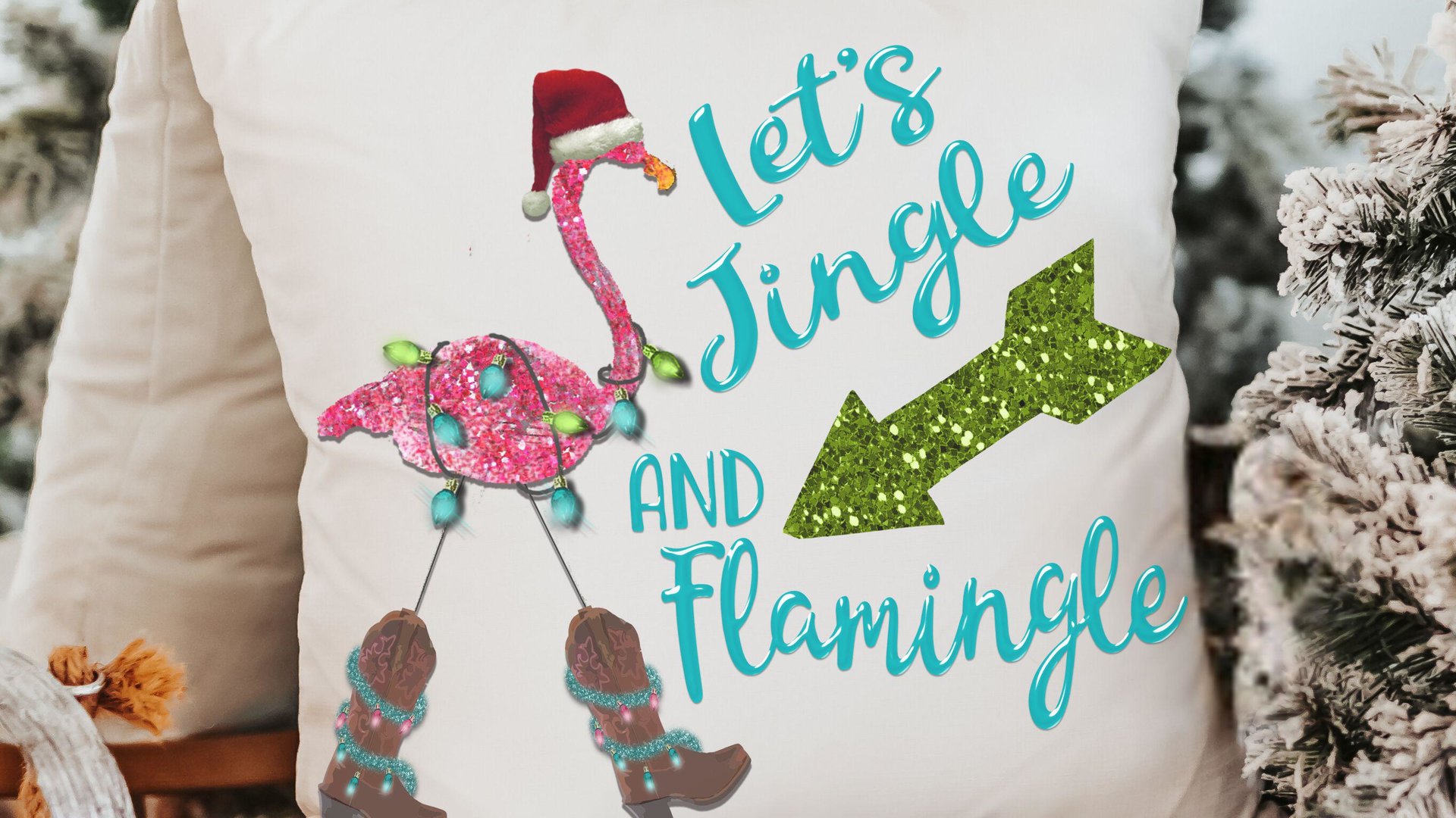 let's jingle and flamingle flamingo Christmas decorations, tropical Christmas decor, funny Christmas gifts for new home owners, beach
