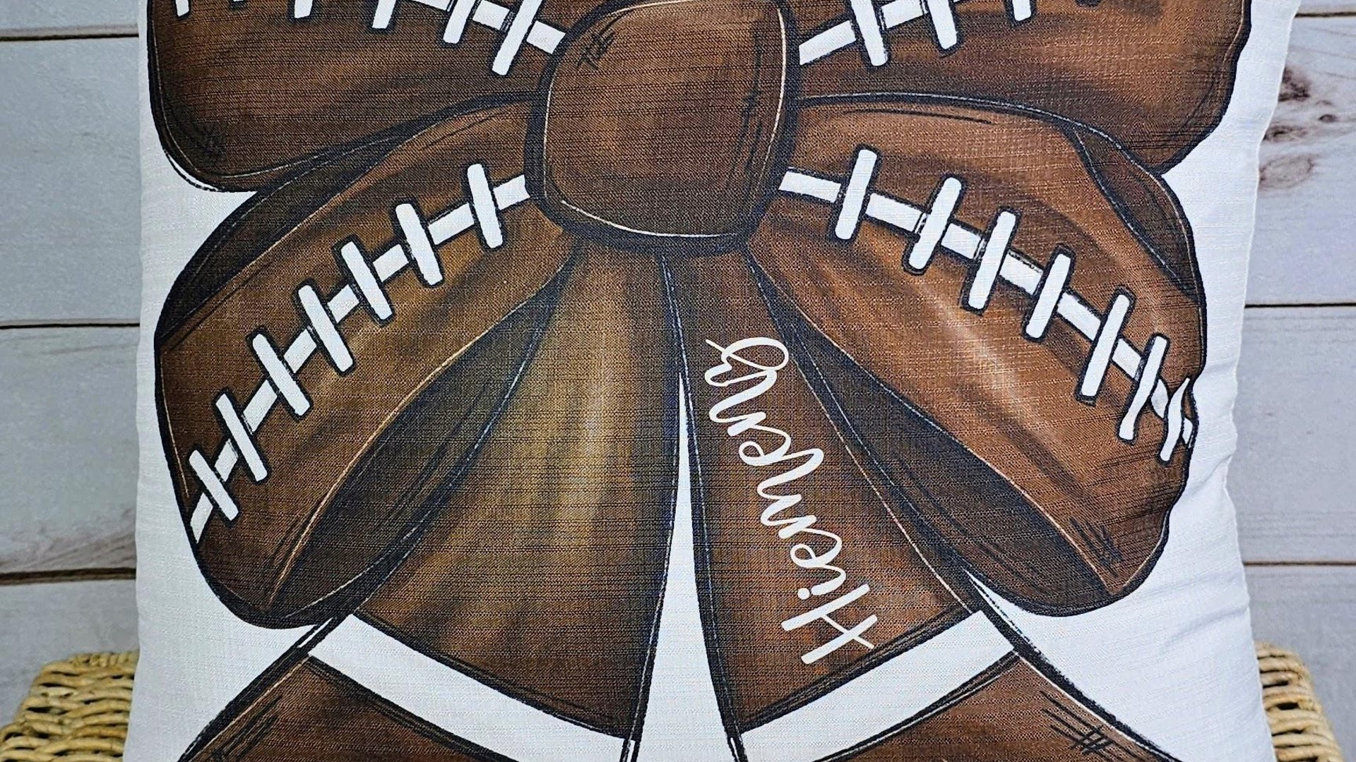 personalized football coquette bow football throw pillows for bed cute football mom gift set for women, football bow kitchen towels for gift