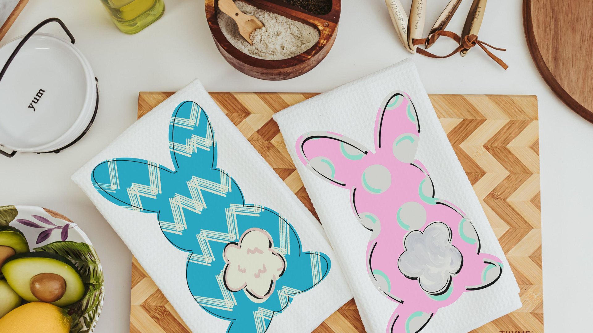 pink Easter bunny hand towels for bathroom blue Easter rabbit kitchen towels for decor, Easter basket stuffers for adults, Easter kitchen