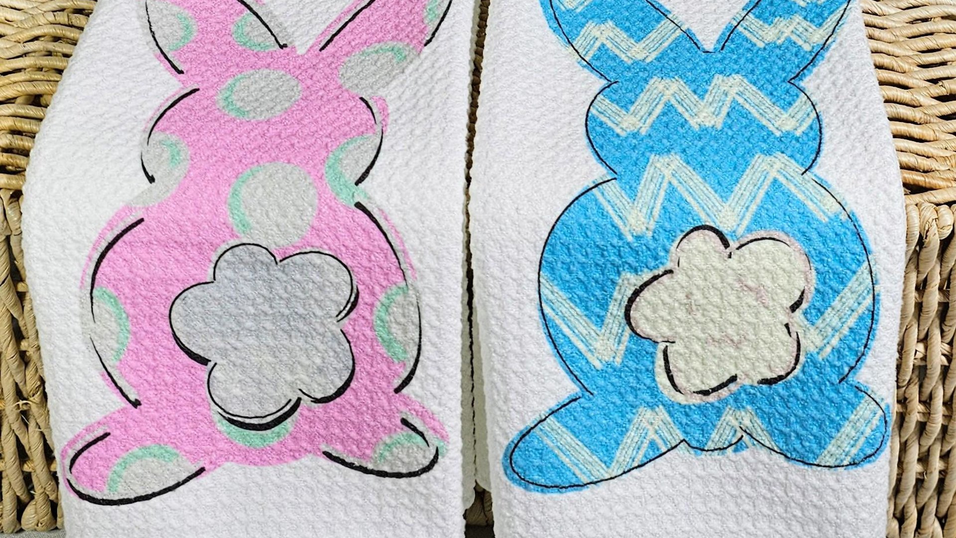 pink Easter bunny hand towels for bathroom blue Easter rabbit kitchen towels for decor, Easter basket stuffers for adults, Easter kitchen