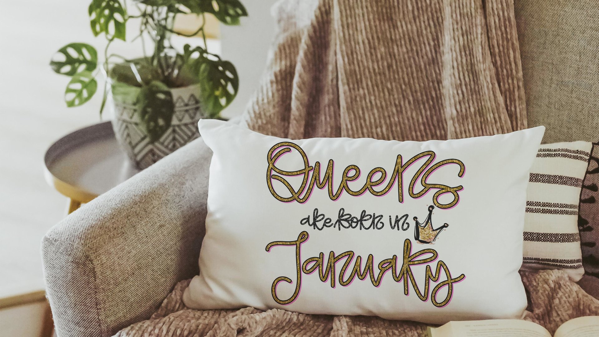 queens are born in January lumbar pillow for bed, January birthday gifts for sisters, college dorm decor for girls, fun throw pillows for