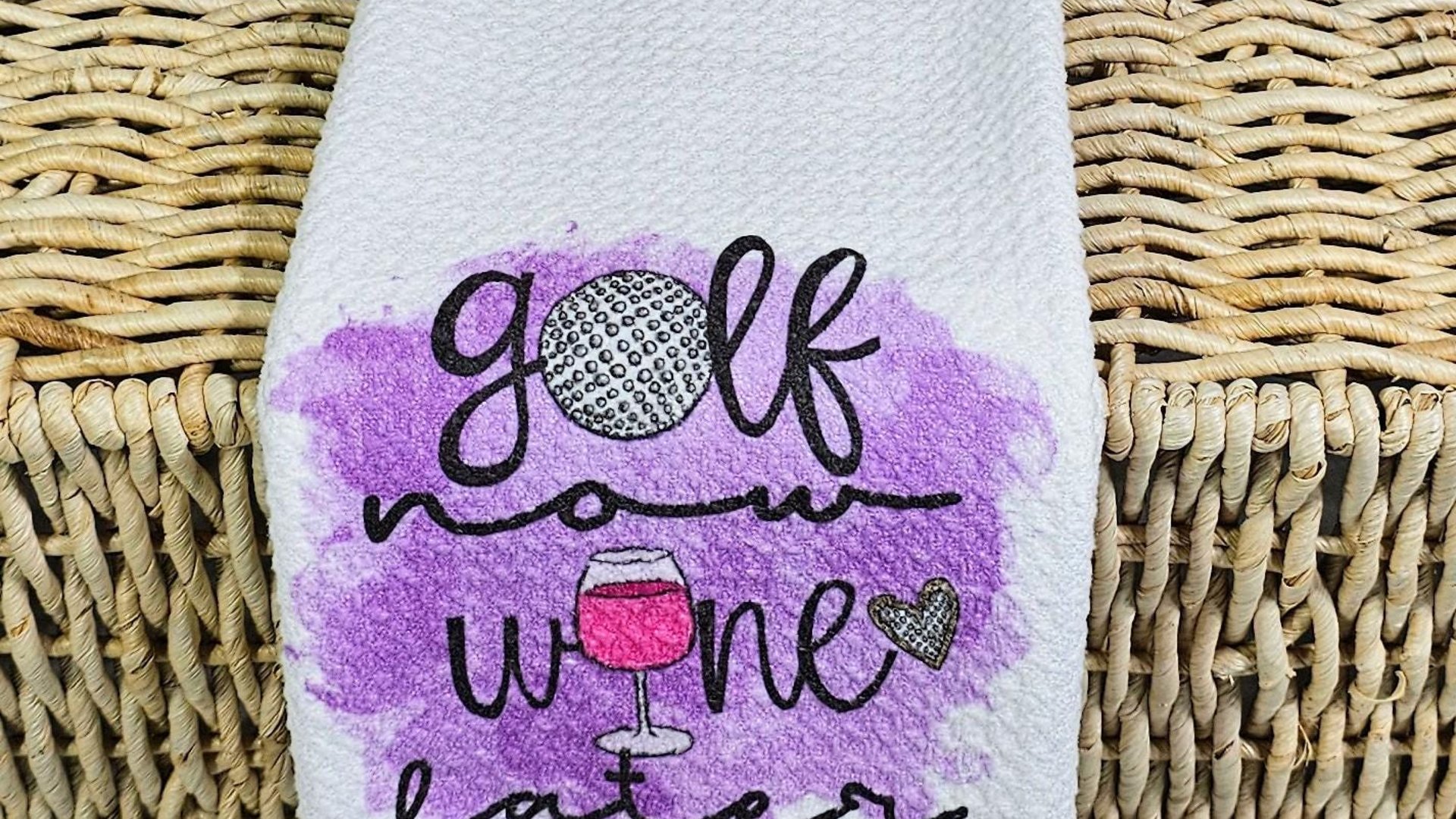 lets par tee funny golf kitchen towels, drive it like you stole it golf hand towels for bathroom, golf now wine later golf gifts for women