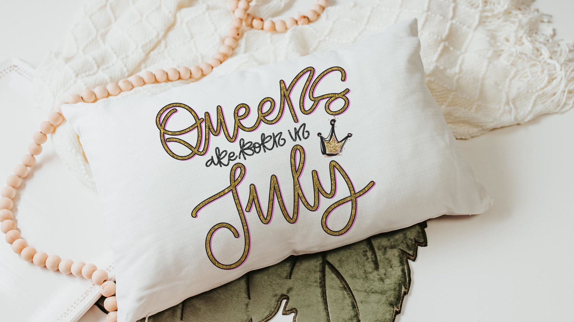 queens are born in July cute lumbar pillow for living room, July birthday gifts for her, cancer zodiac gifts for women, birthday queen throw