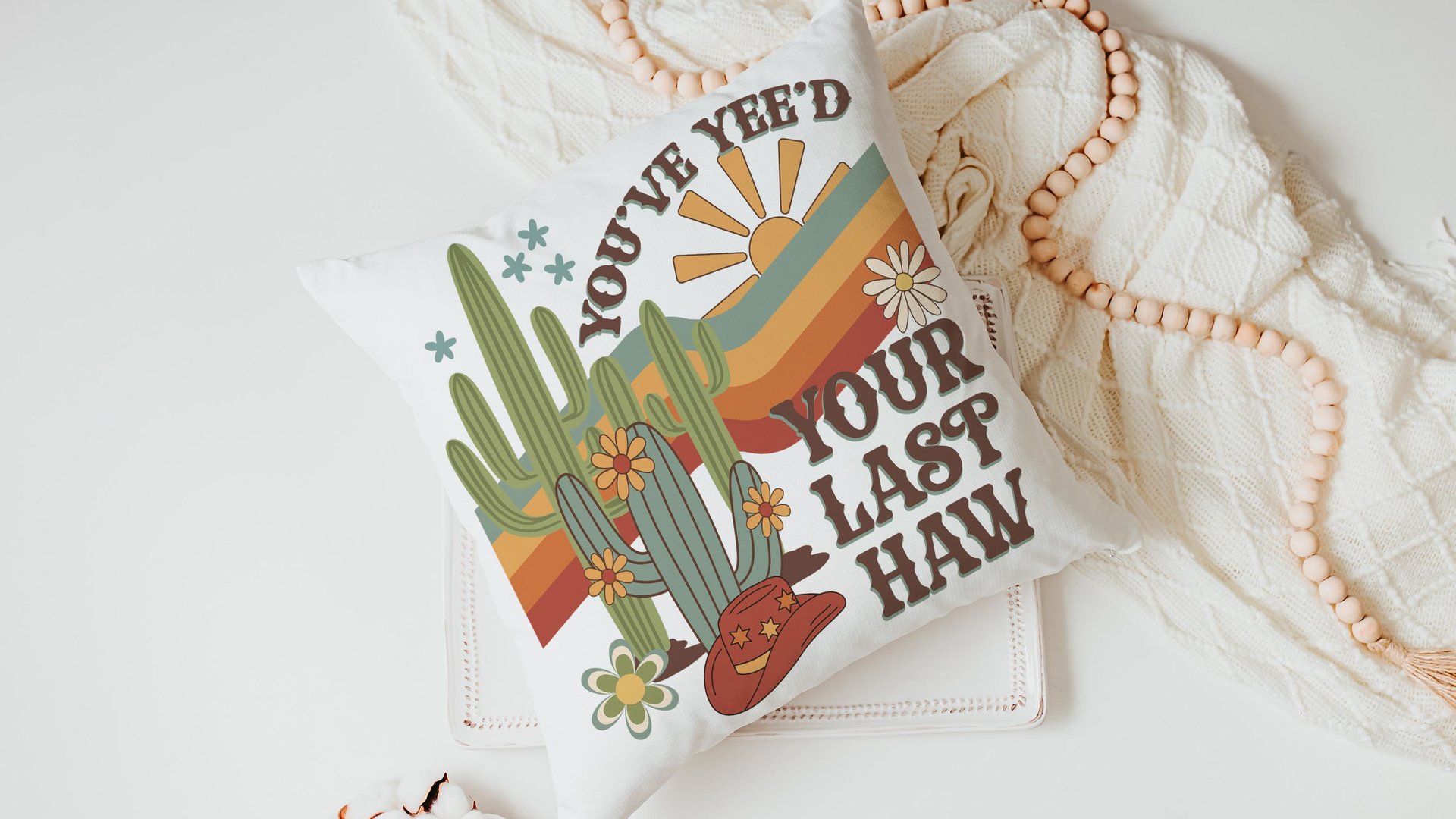 you yee’d your last haw southwestern throw pillow cover 18 x 18, sassy pillow for dorm, funny gifts for best friend, college dorm decor girl